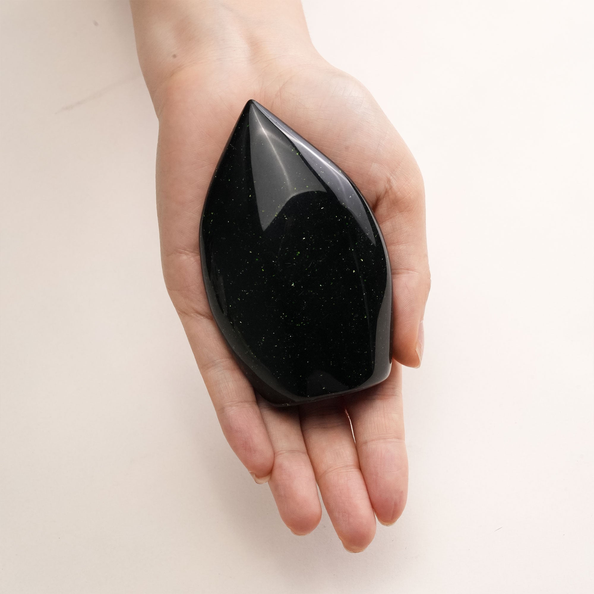 Hand-polished Green Sand Stone Flame Freeform Crystal, perfect for enhancing tranquility