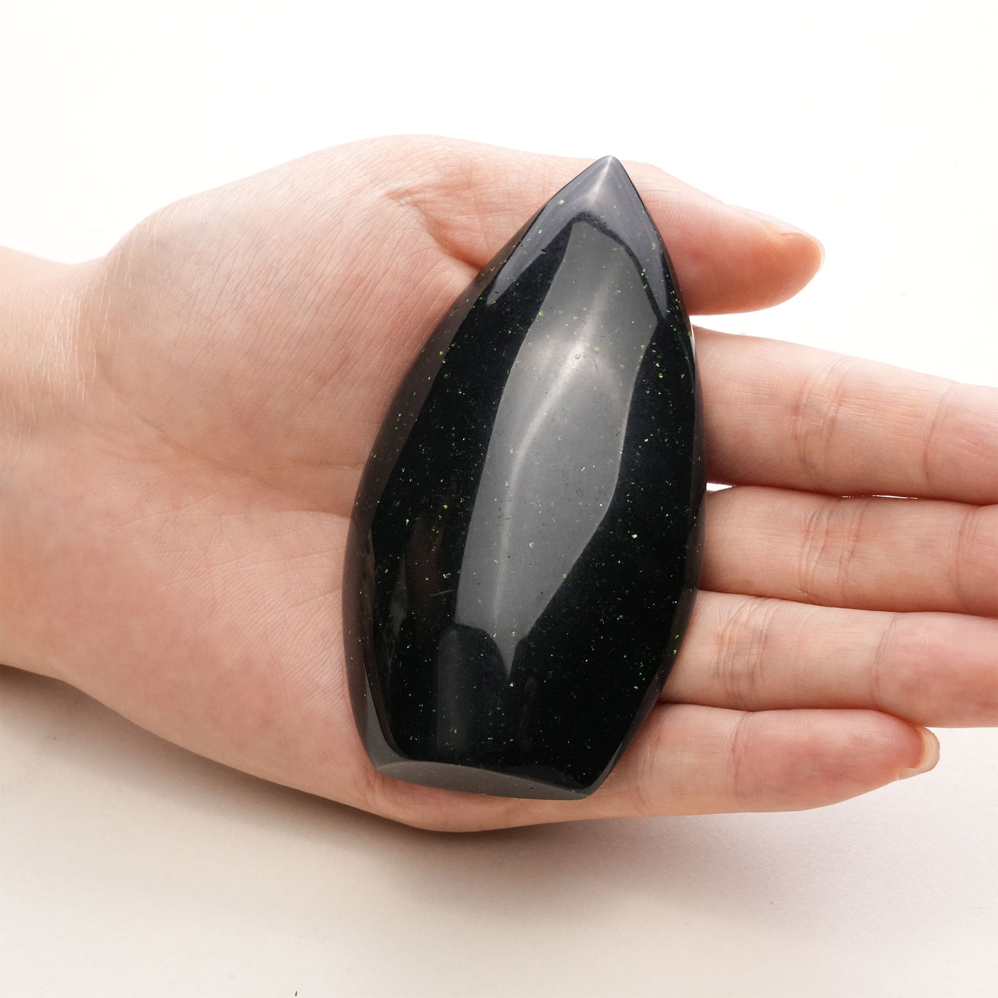 Green Sand Stone Flame Freeform Crystal showcasing stunning green layers and textures