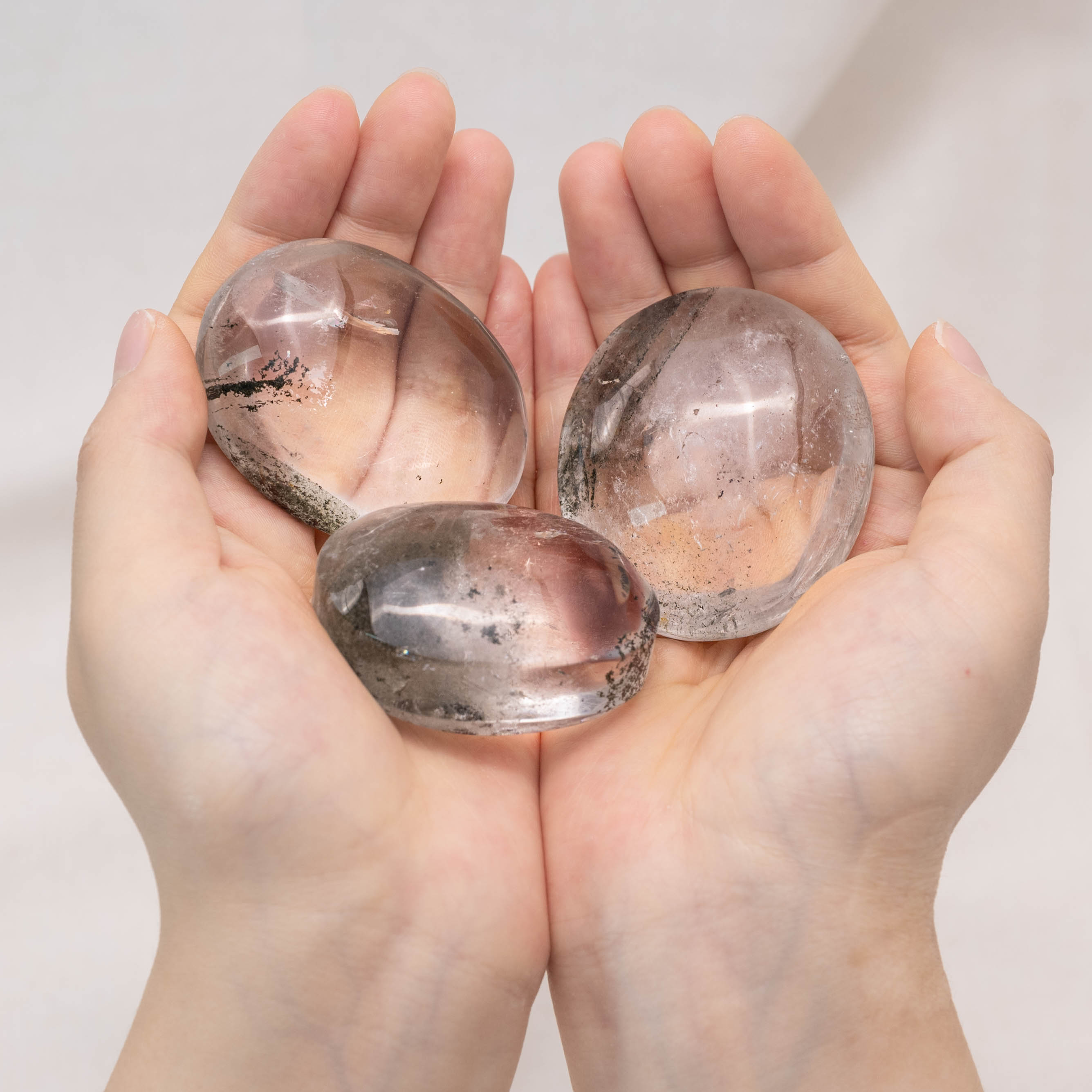 Meditative Phantom Quartz Palmstone bringing inner peace