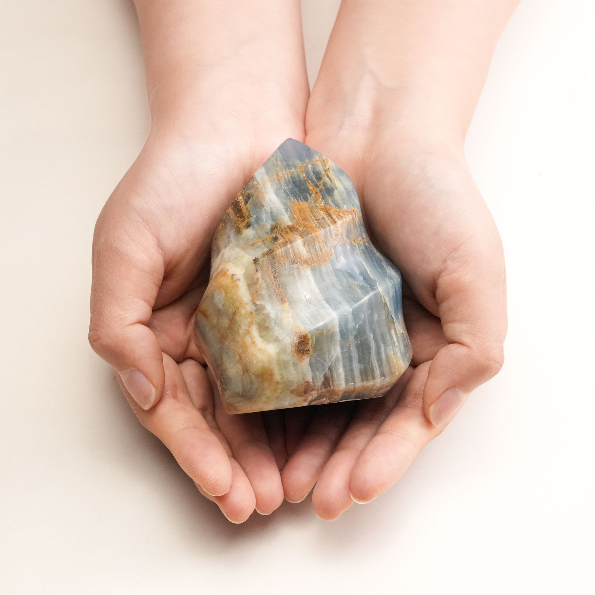 Natural Blue Onyx Flame emotional healing energy crystal