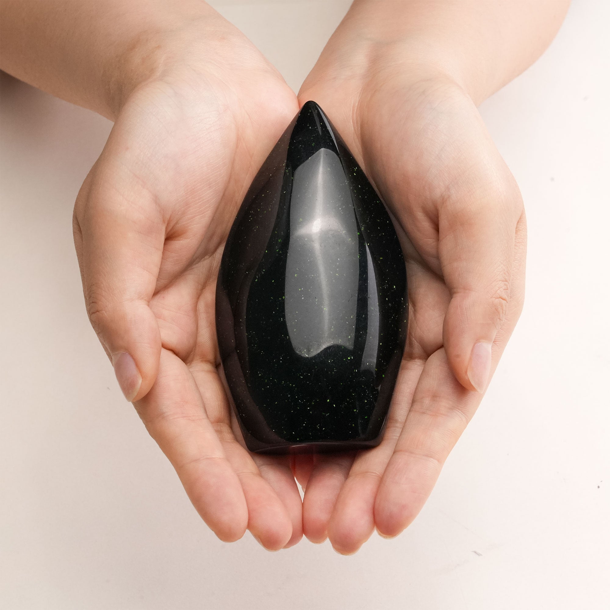 Natural Green Sand Stone Flame Freeform Crystal for grounding and balance