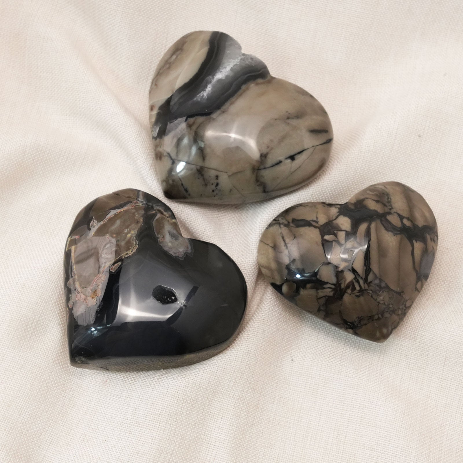 The Volcanic Agate Heart is celebrated for its ability to reduce stress and provide protection from negative energies.