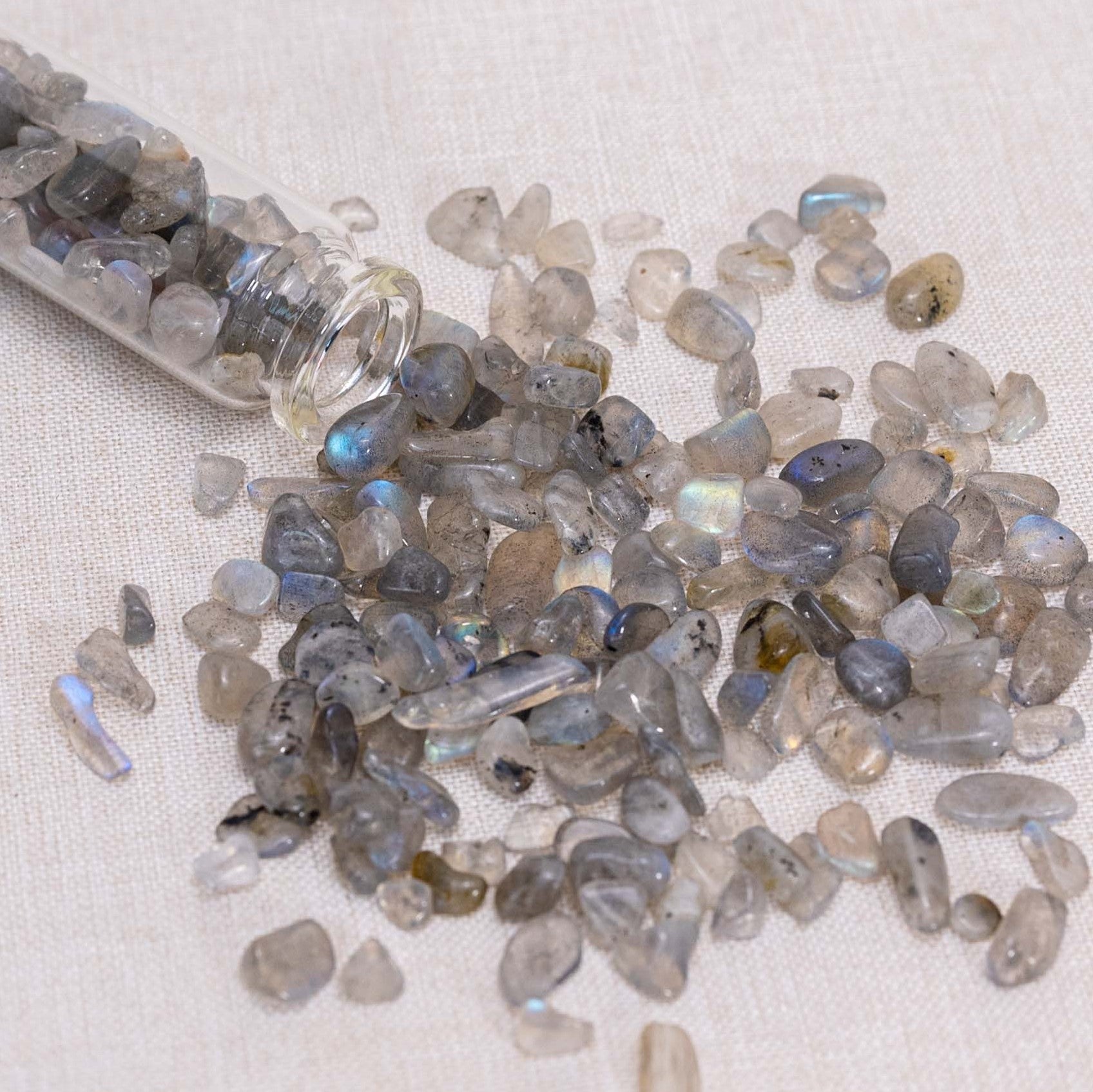 Natural Labradorite Chips promote spiritual awakening and insight.