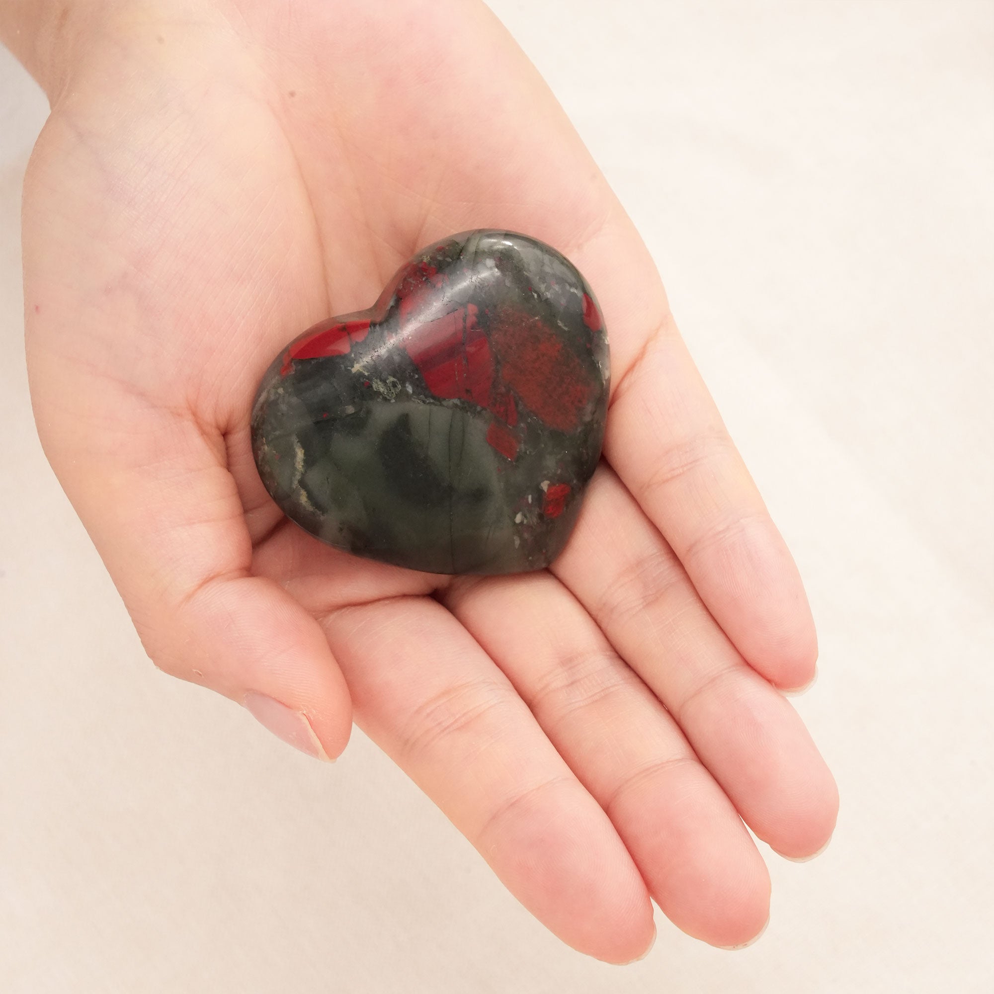 Polished Blood Stone Heart for meditation and inner peace