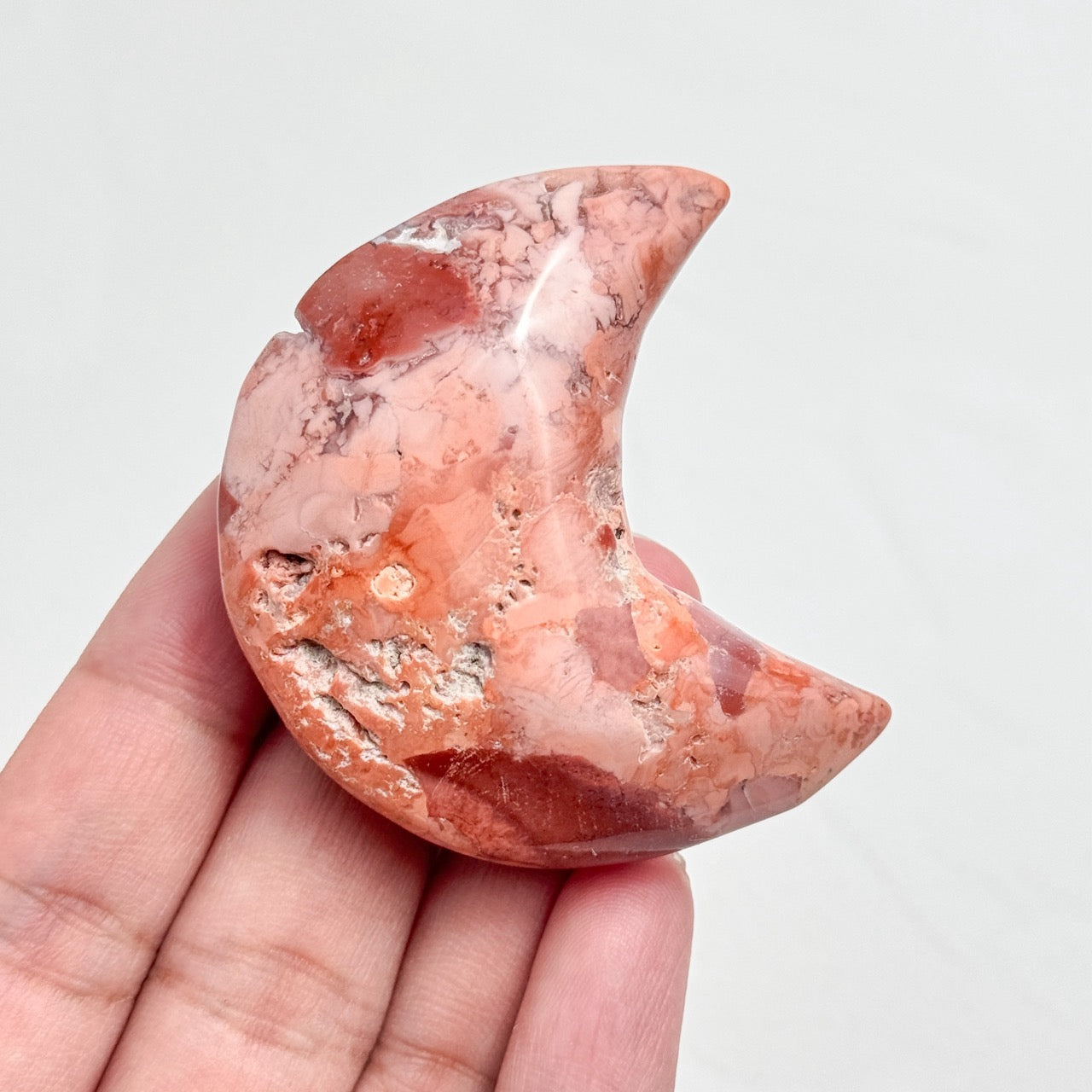 Healing Petal Agate Palm Stone with Natural Patterns