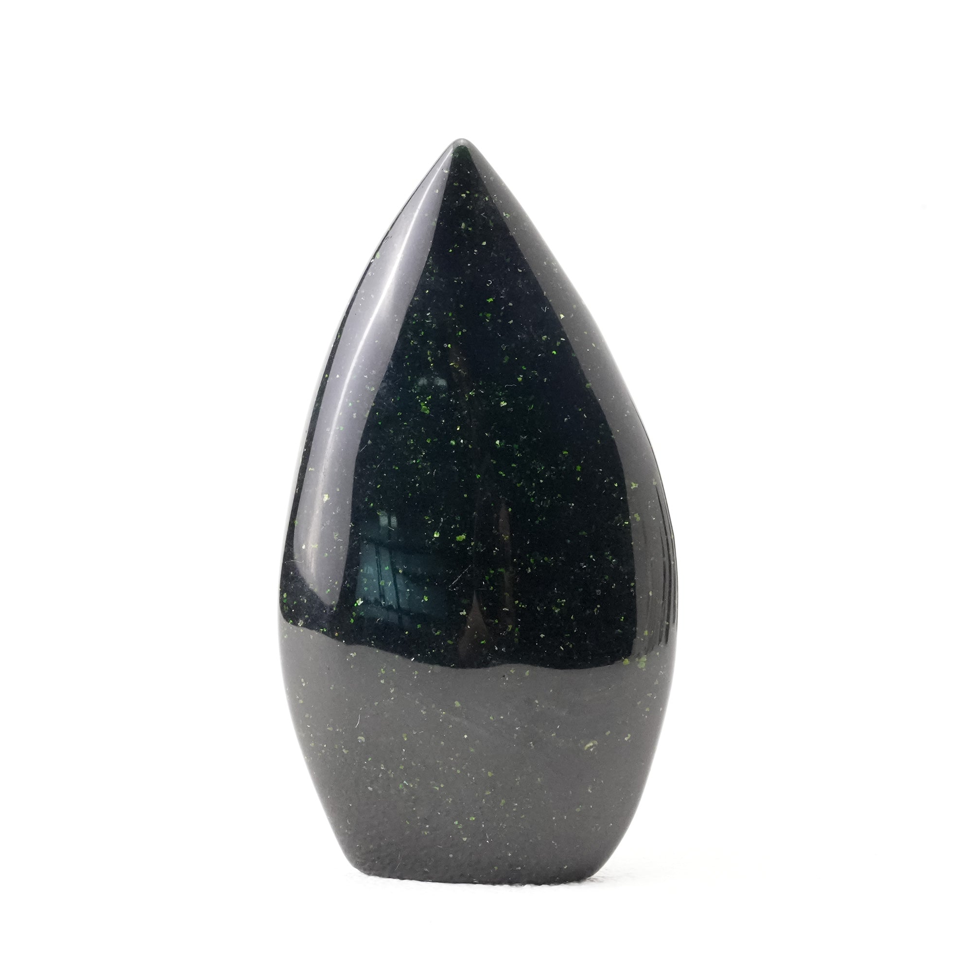 Green Sand Stone Flame Freeform Crystal with vibrant green hues and natural patterns
