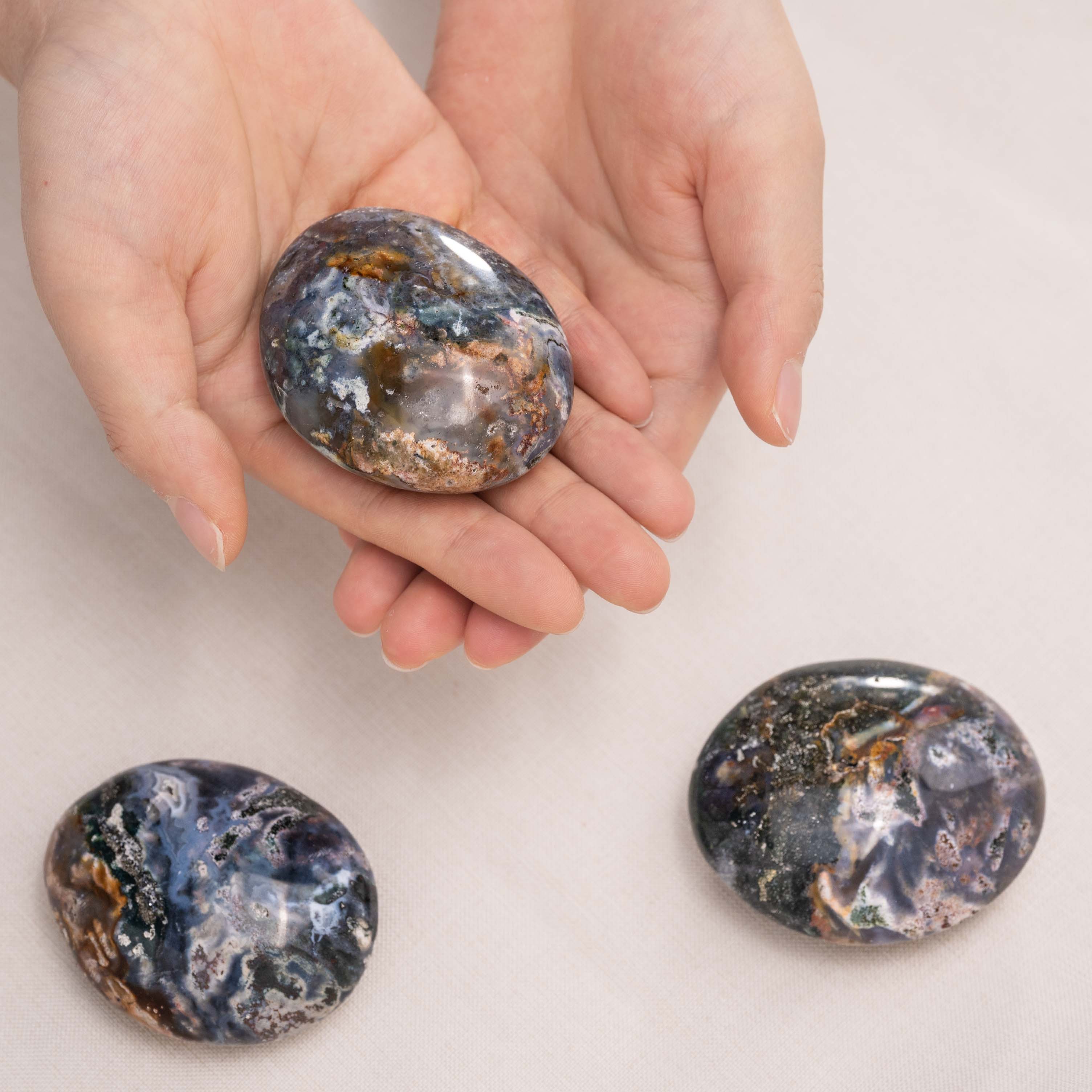 Beautiful Ocean Jasper Palm Stone, enhancing peace and harmony in any space