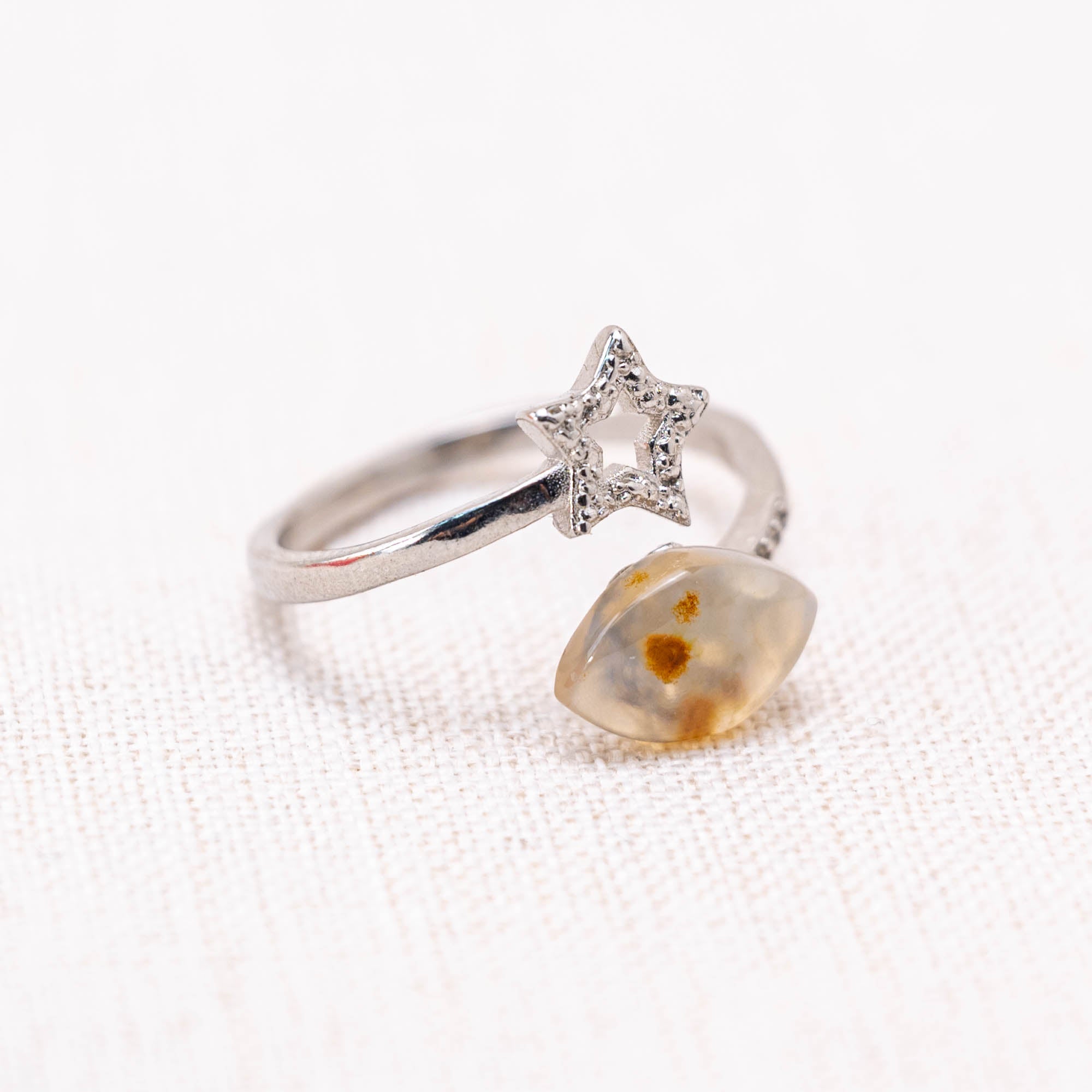 Ocean Jasper Star Ring with unique patterns.