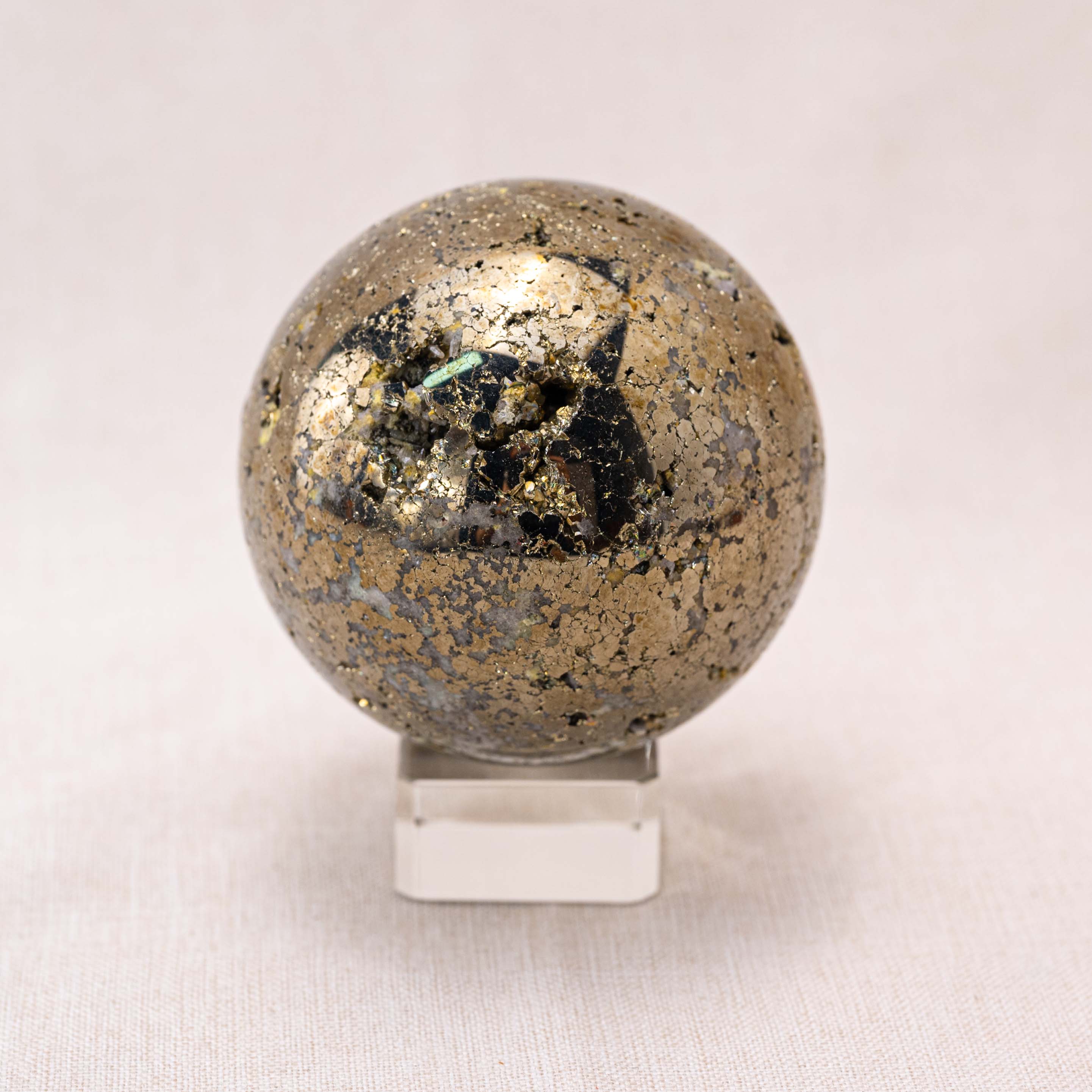 Peruvian Chalcopyrite Sphere with natural metallic luster