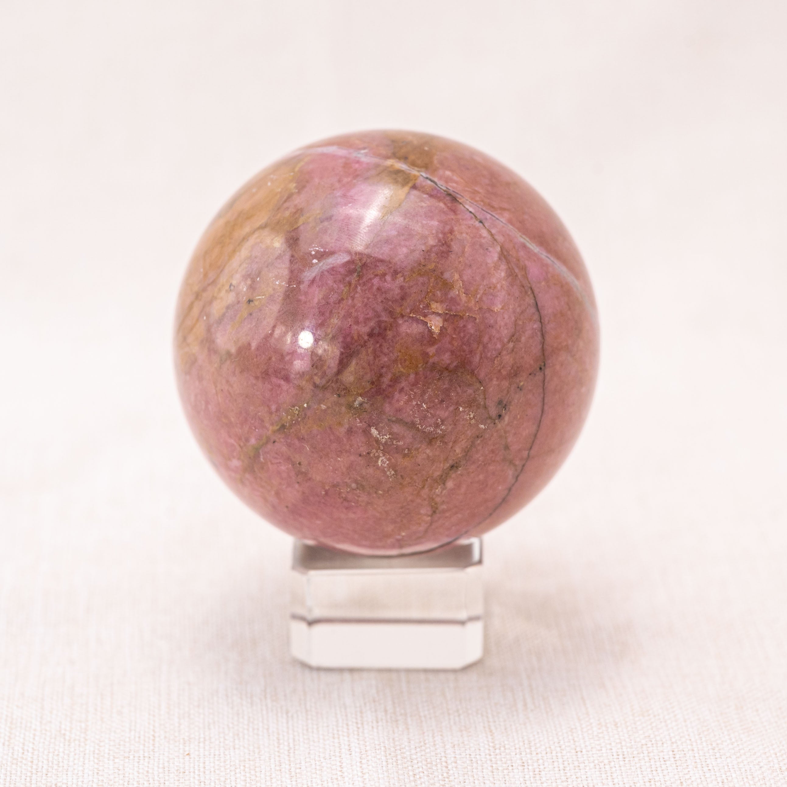 Energetic Pink Rhodonite Sphere for heart chakra