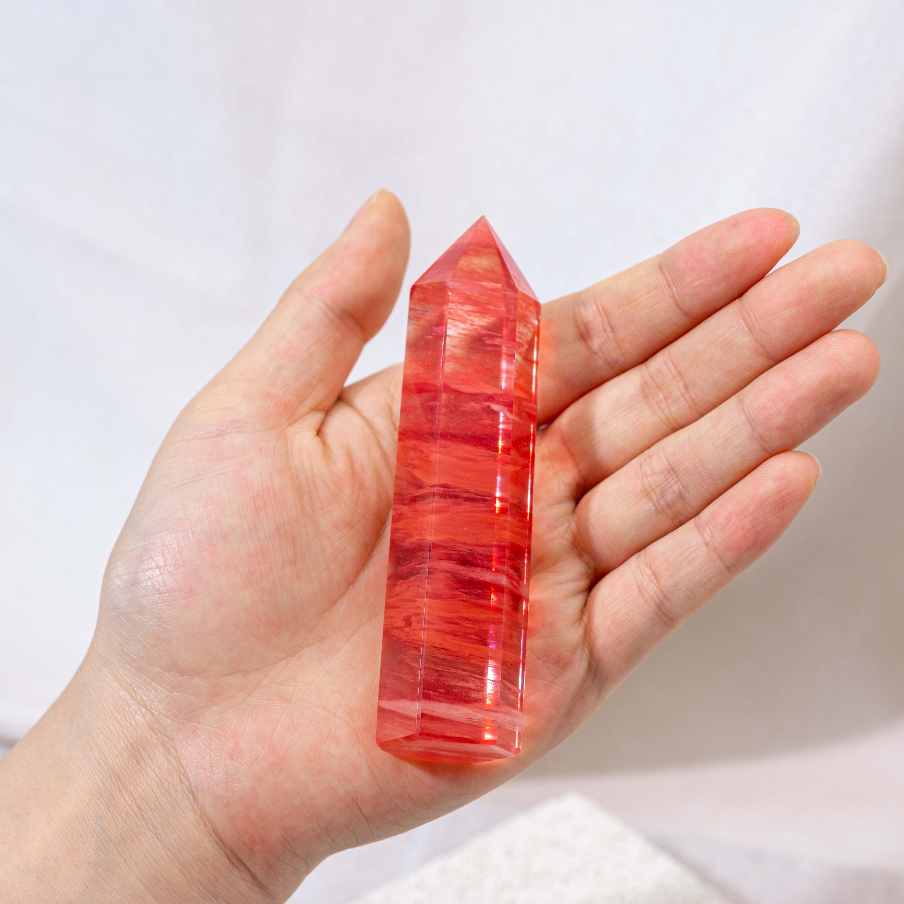Display of Red Smelting Quartz Point
