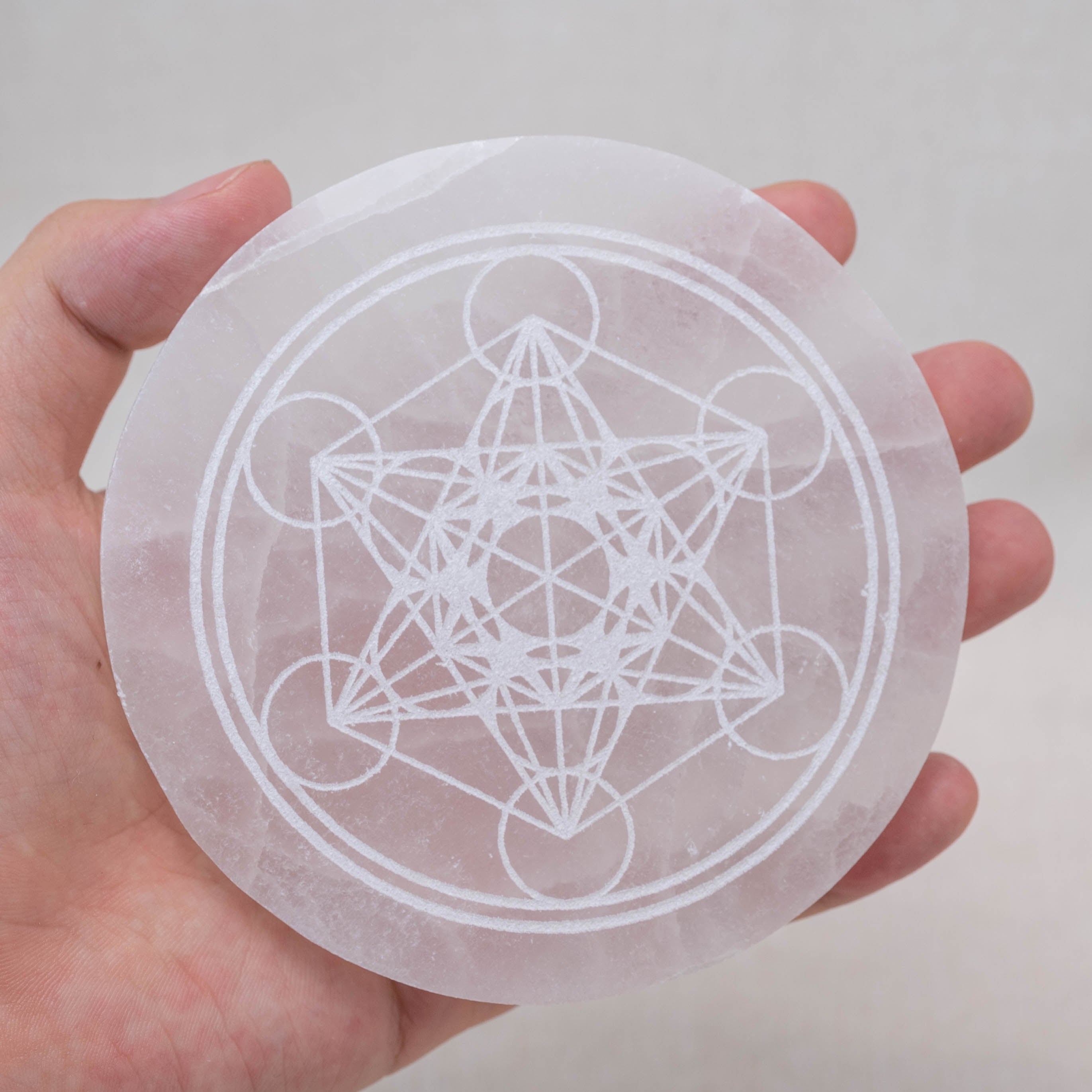 Crystal charging plate with Metatron Cub