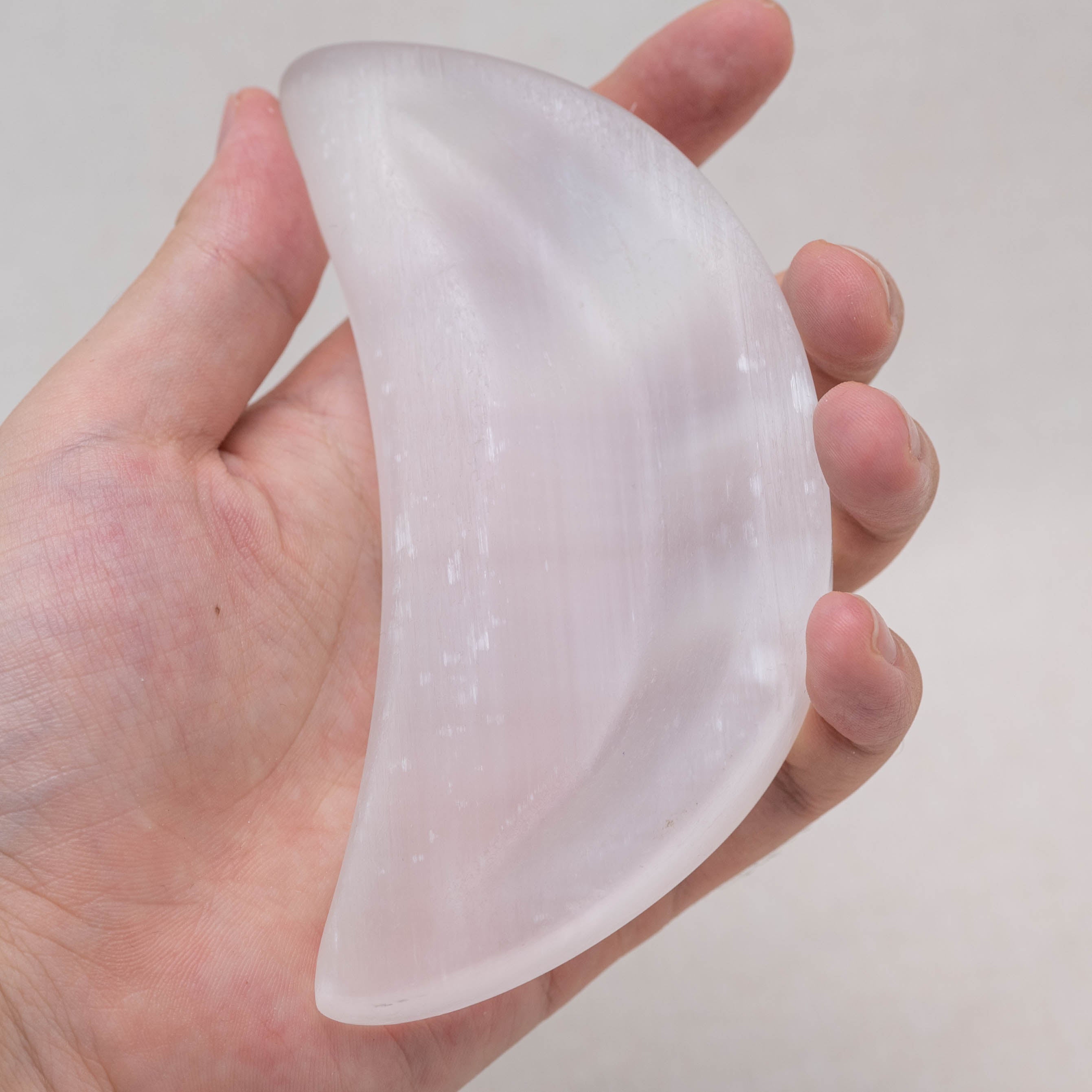 Moon-shaped Selenite Charging Bowl