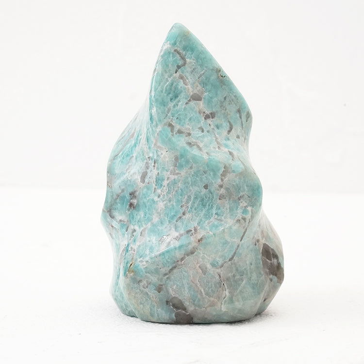 Polished Smoky Quartz in Amazonite Flame stone for holistic well-being