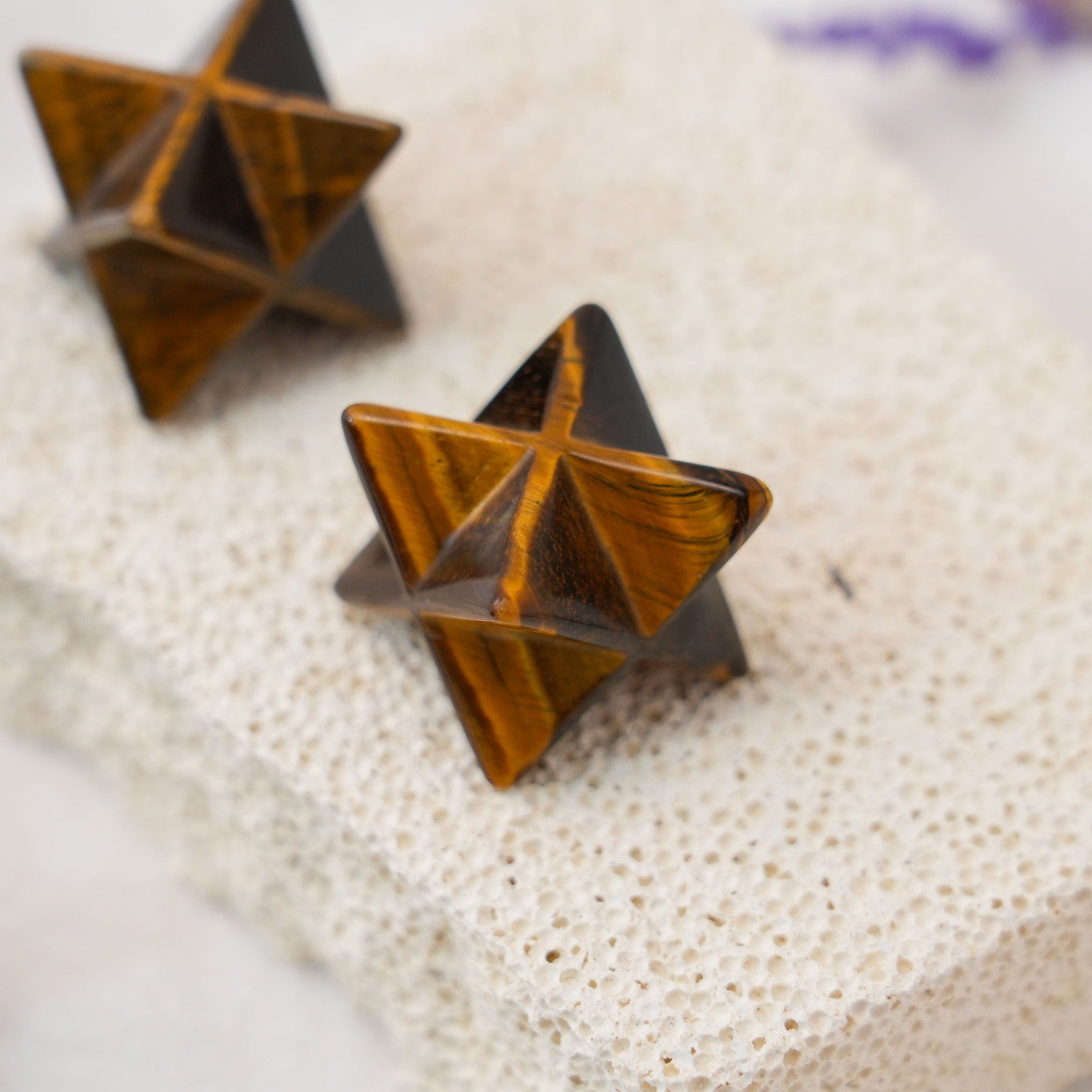 Tiger Eye Crystal Merkaba for spiritual growth and energy alignment