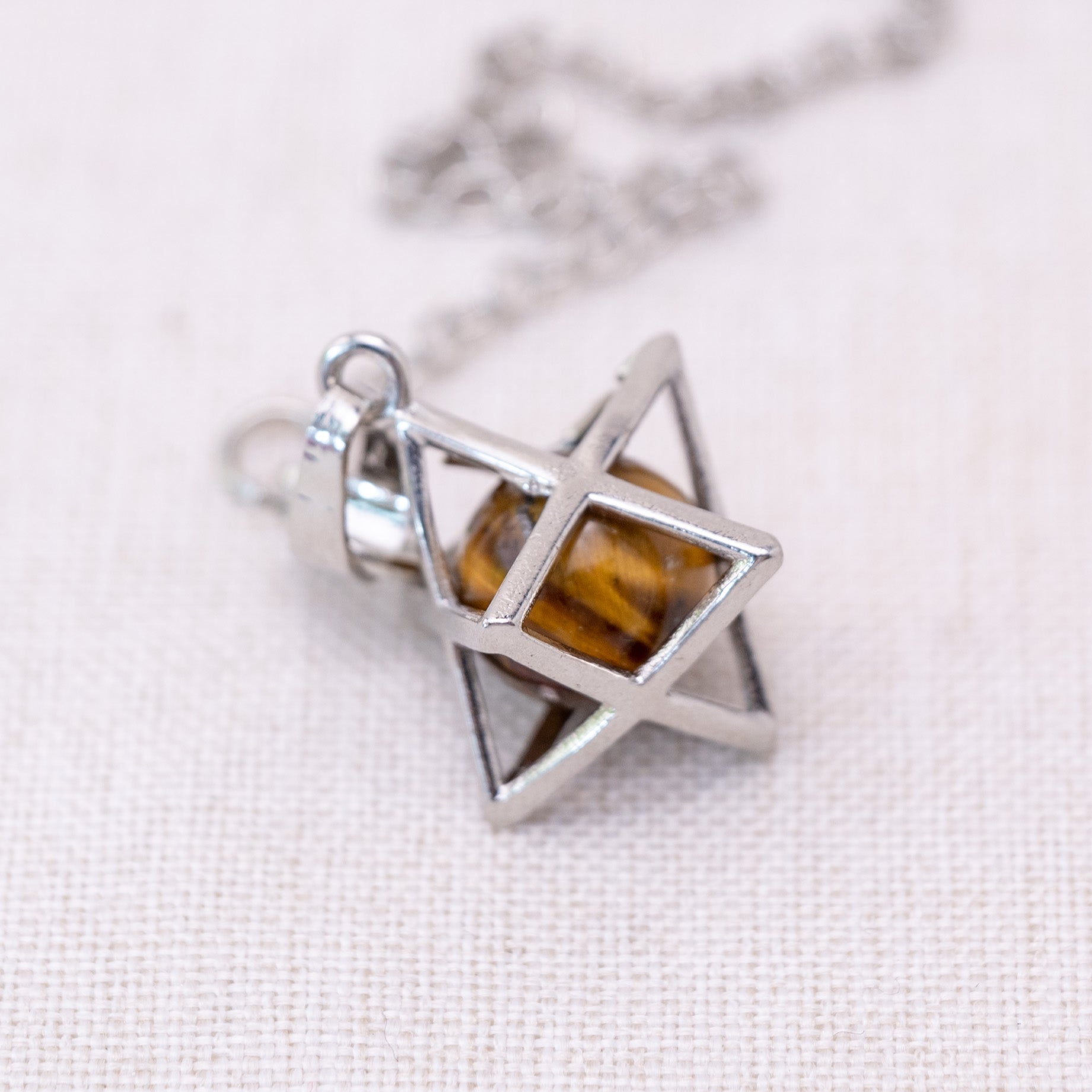 Tiger Eye Stone Merkaba Pendulum for protection