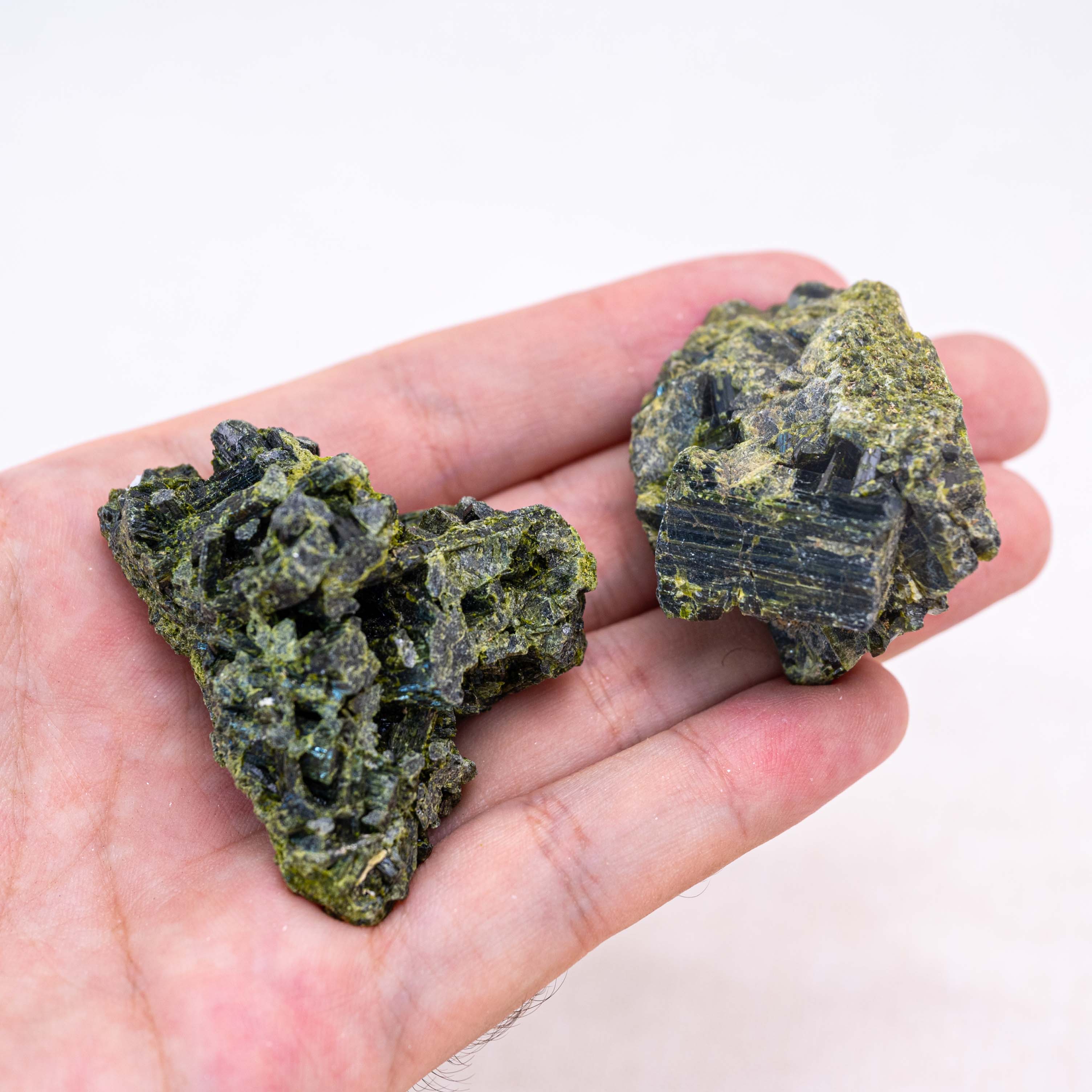 Natural green tourmaline rough crystals are highly energizing