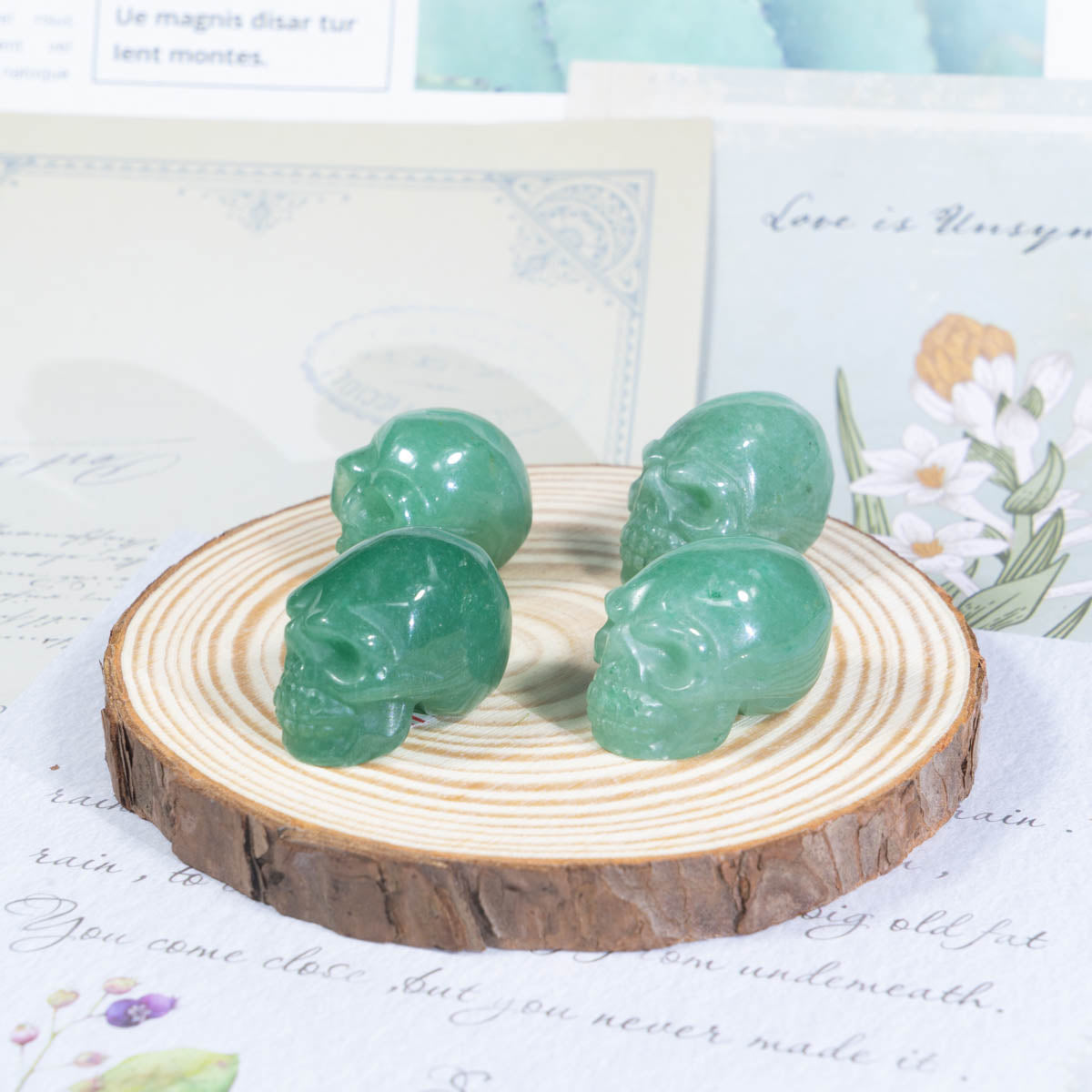 1-Inch Green Aventurine Skull In Bulk