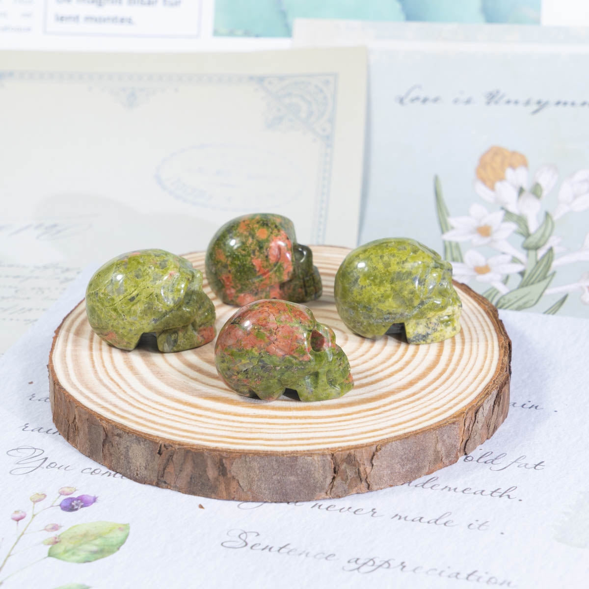 1-Inch Unakite Skull In Bulk