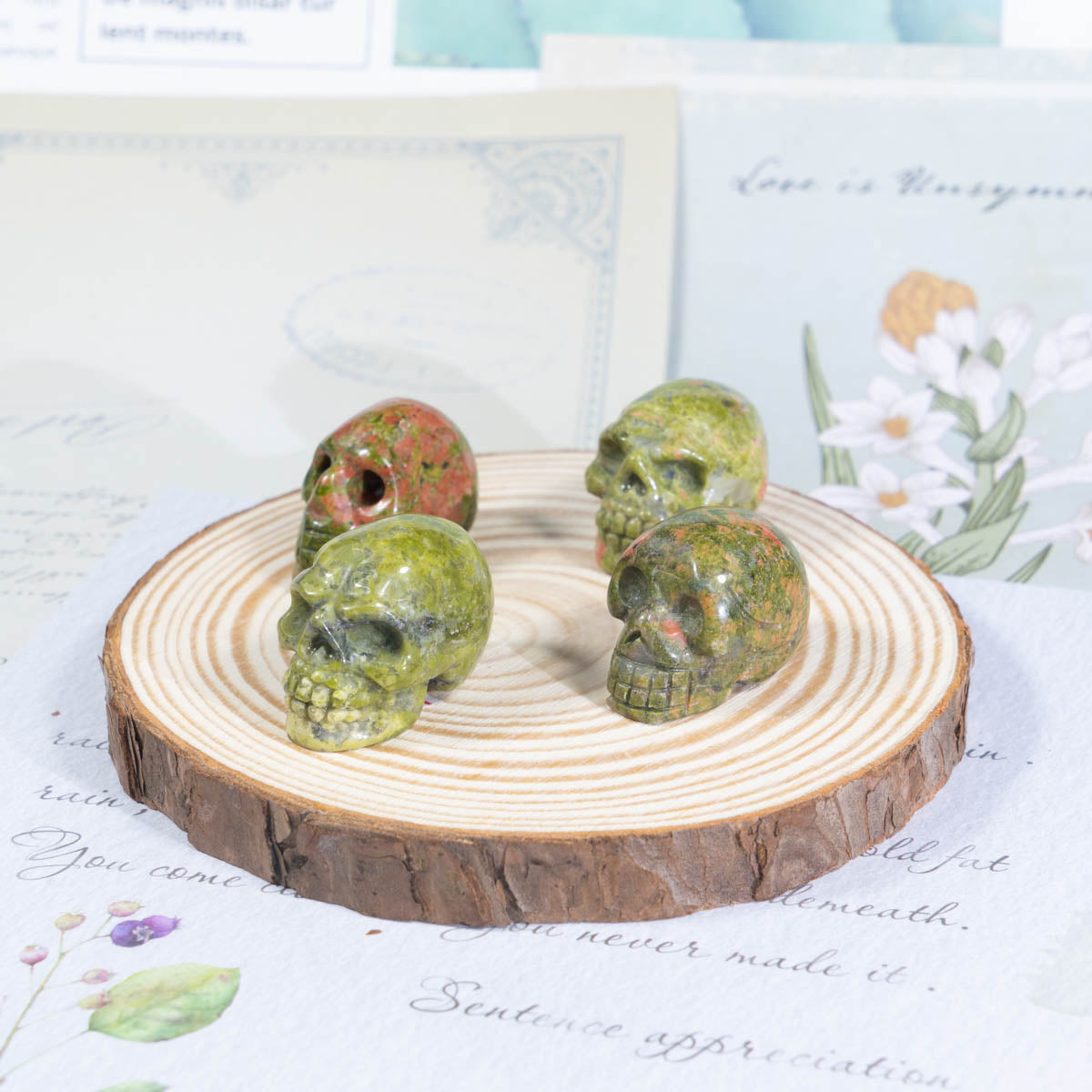 1-Inch Unakite Skull In Bulk