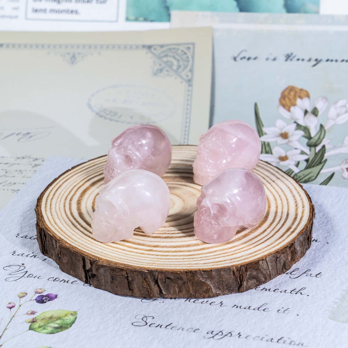 1-Inch Rose Quartz Skull In Bulk