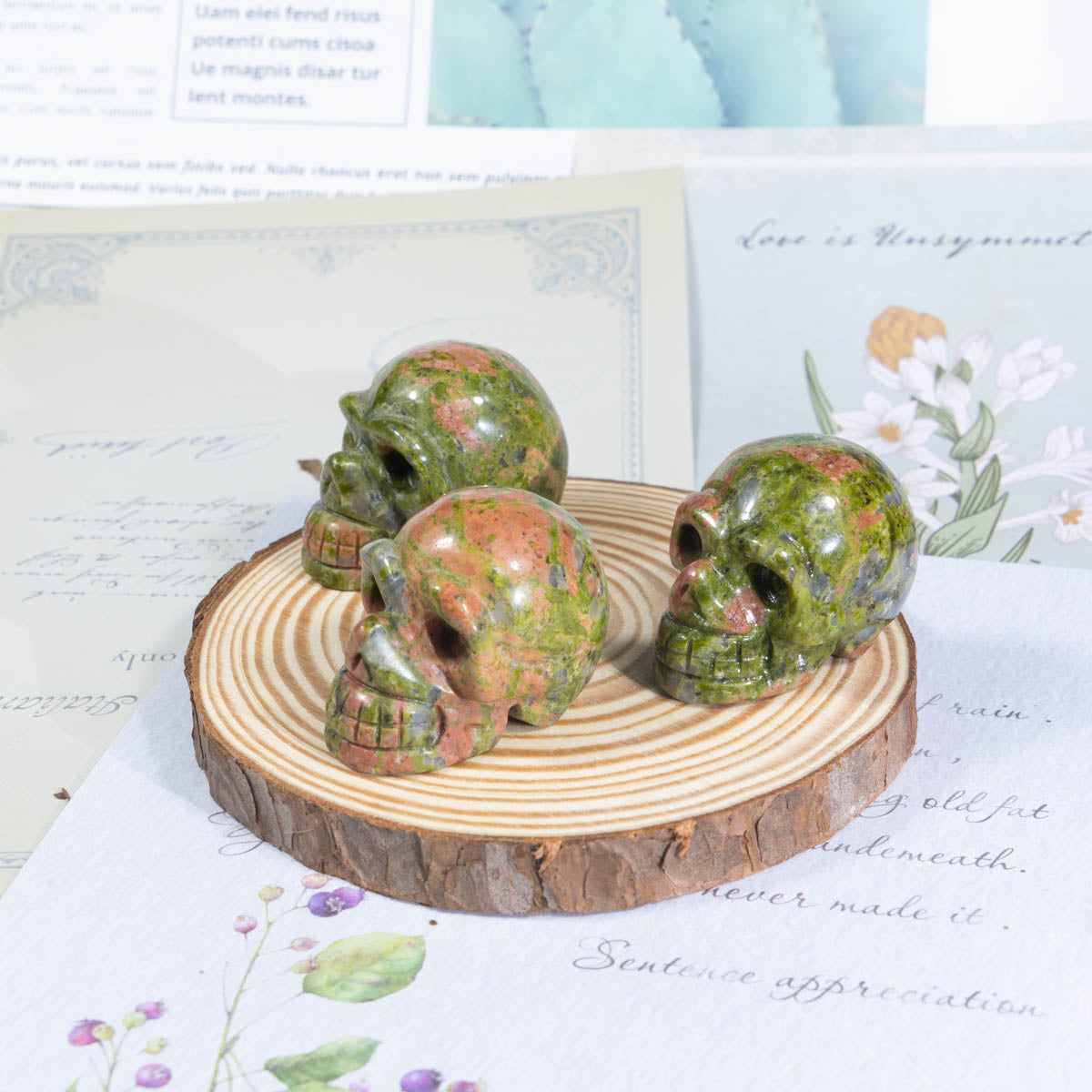 1.5-Inch Unakite Skull In Bulk