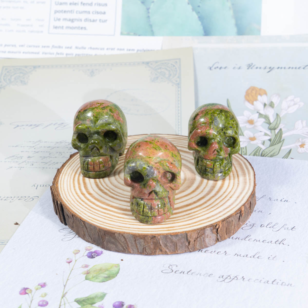 1.5-Inch Unakite Skull In Bulk