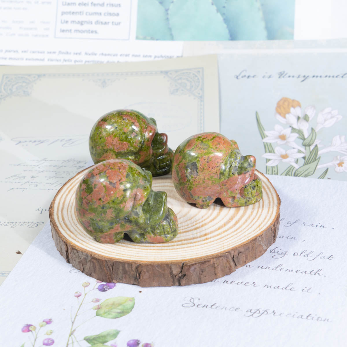 1.5-Inch Unakite Skull In Bulk