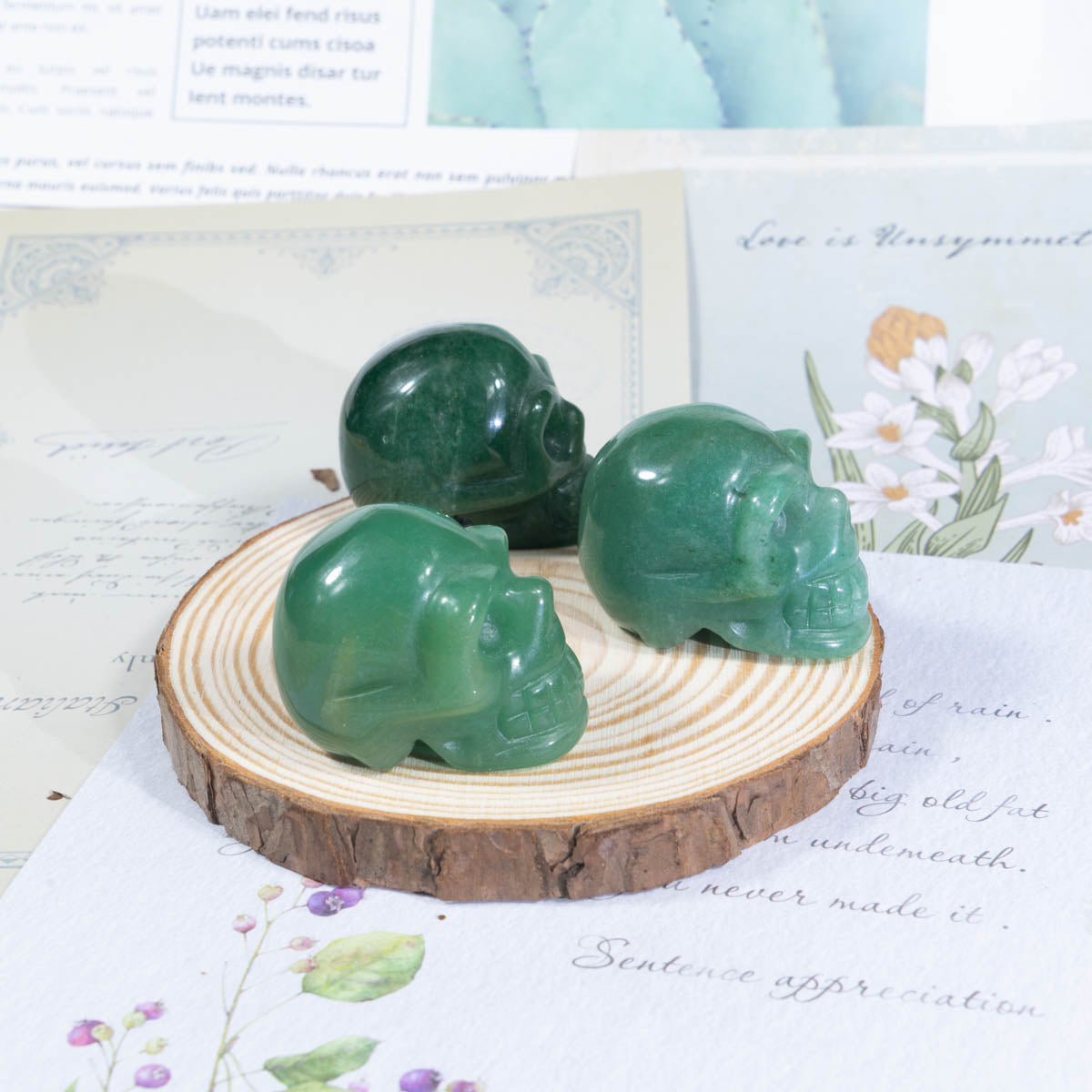 1.5-Inch Green Aventurine Skull In Bulk