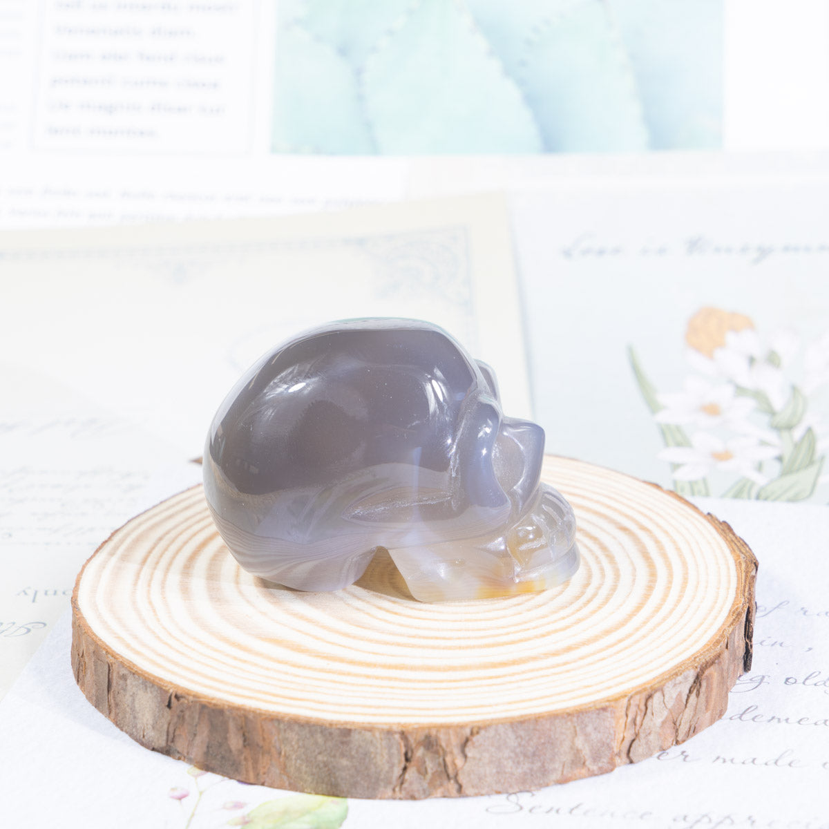 2-Inch Grey Agate Skull In Bulk