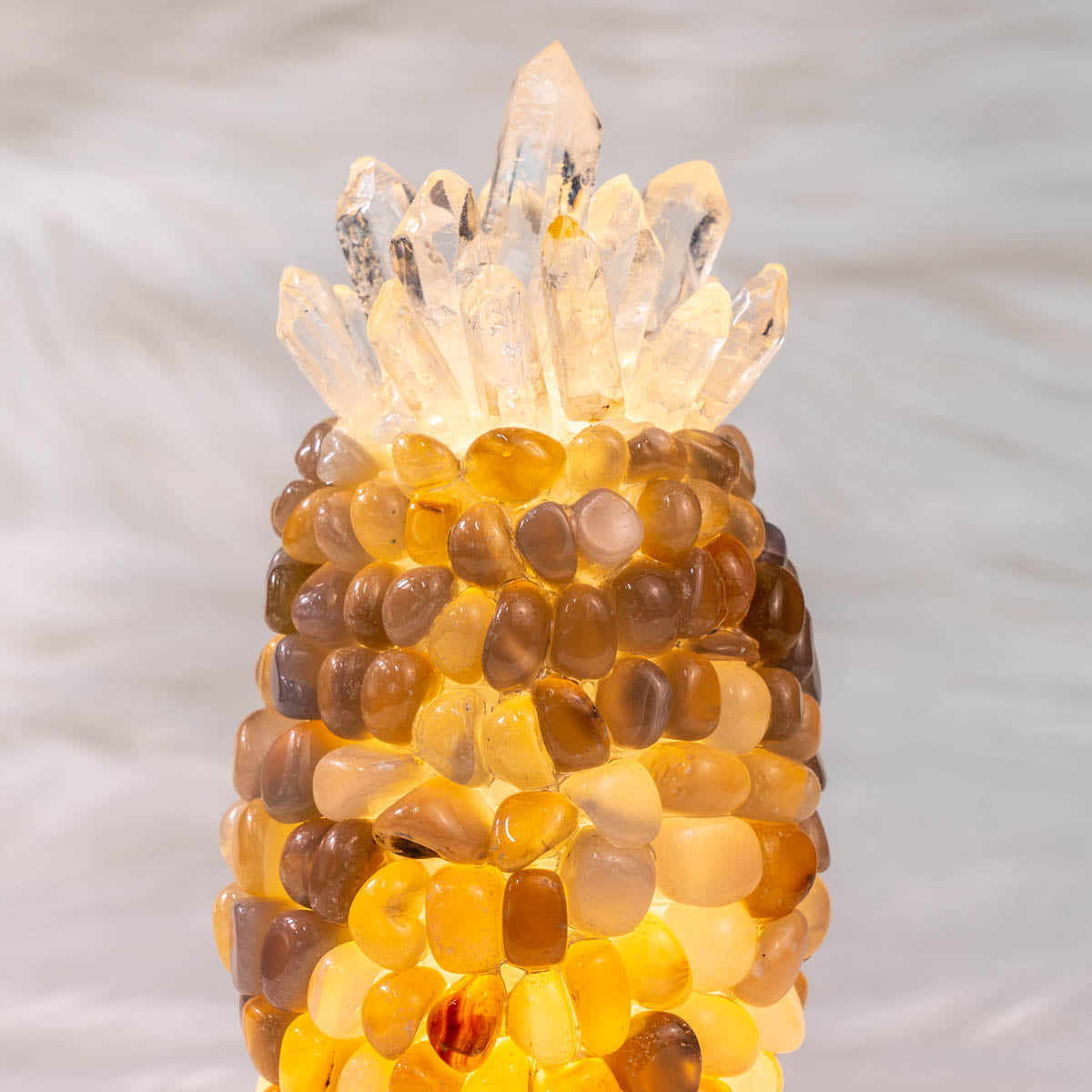 Grey Agate Chips Pineapple Lamp In Bulk