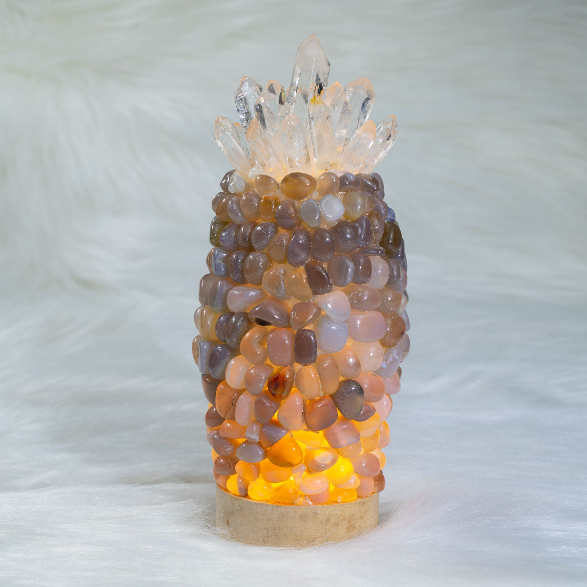 Grey Agate Chips Pineapple Lamp In Bulk