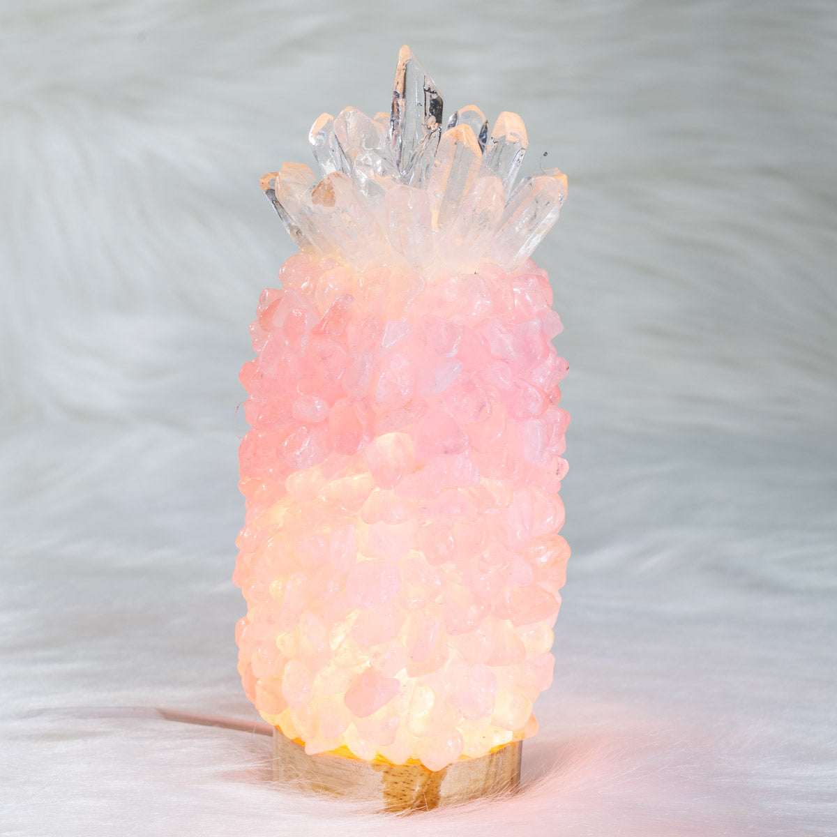 Rose Quartz Chips Pineapple Lamp In Bulk
