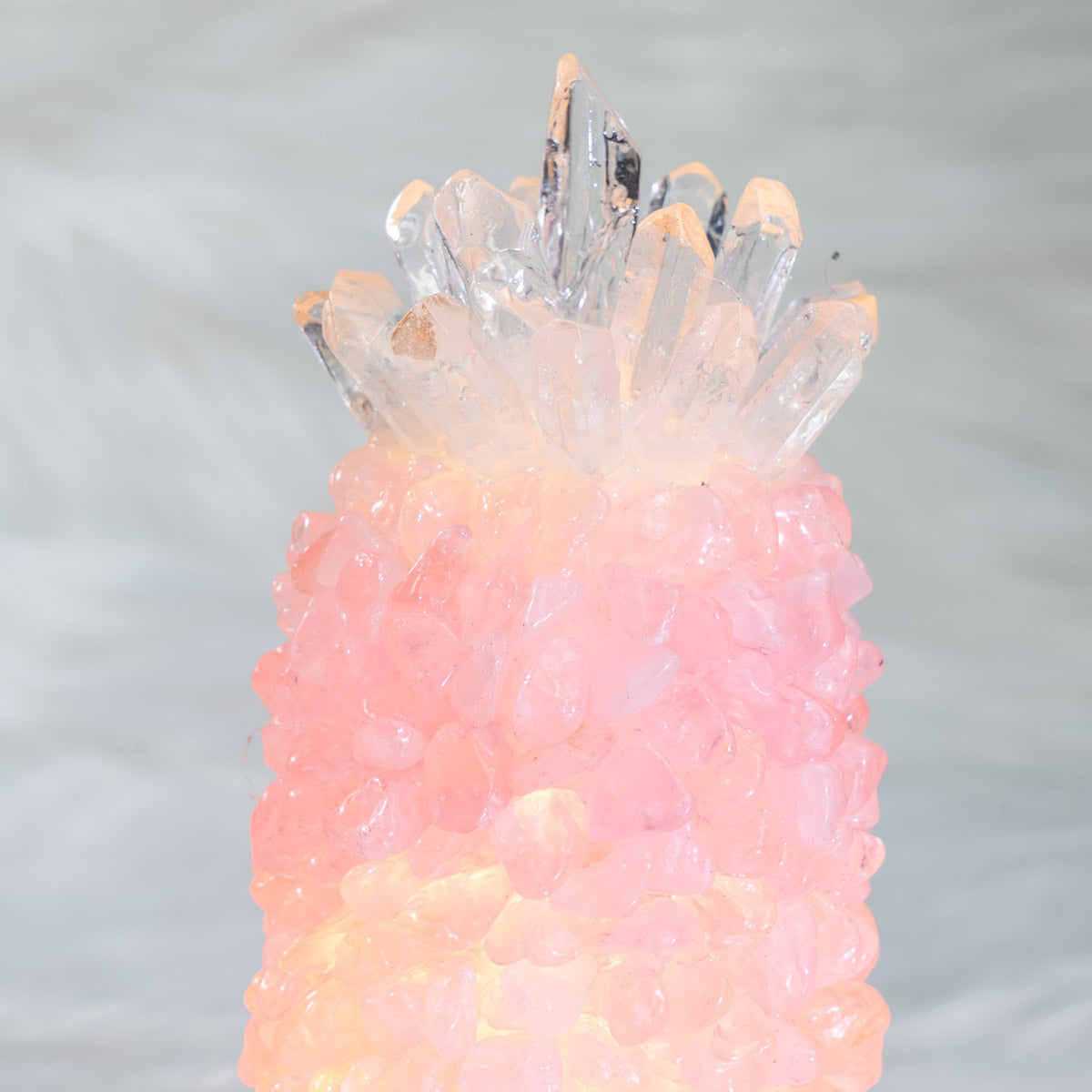 Rose Quartz Chips Pineapple Lamp In Bulk