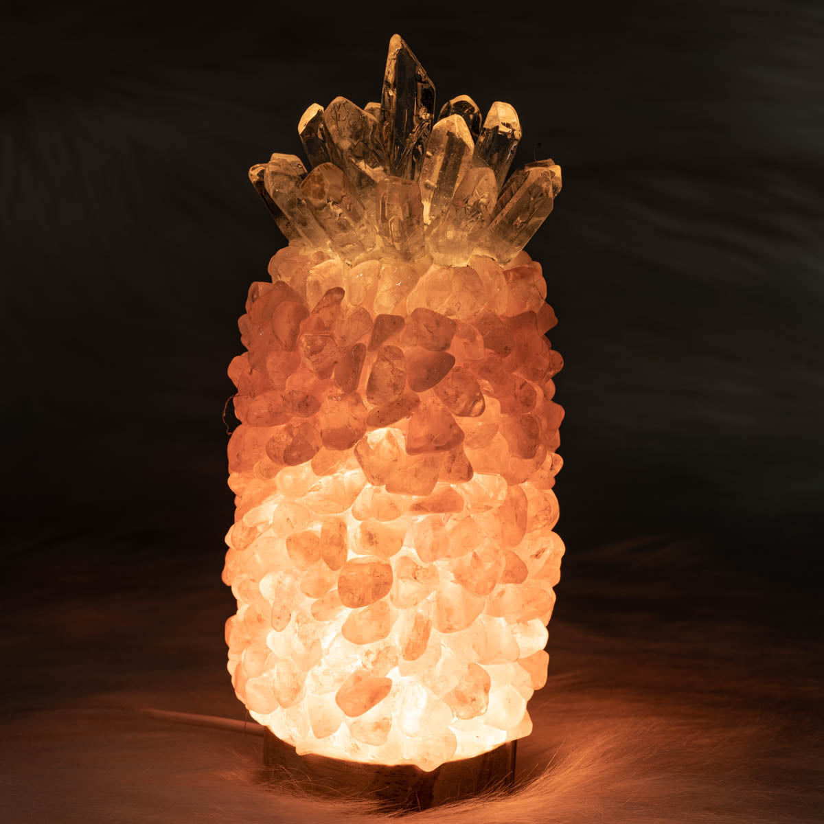 Rose Quartz Chips Pineapple Lamp In Bulk