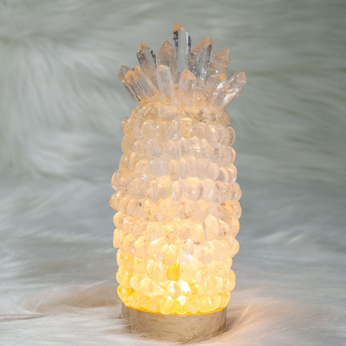 Clear Quartz Chips Pineapple Lamp In Bulk