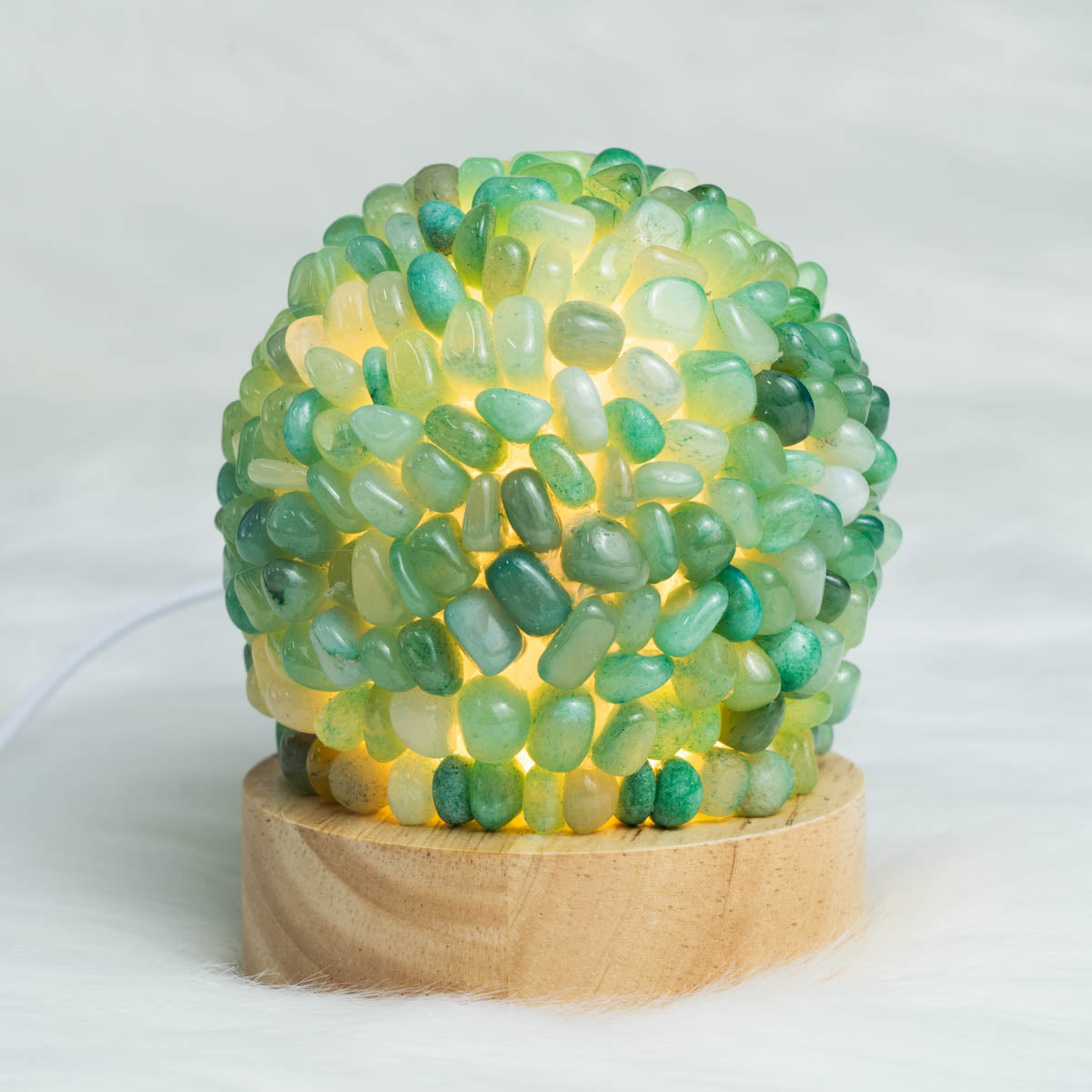 Green Aventurine Chips Round Lamp In Bulk
