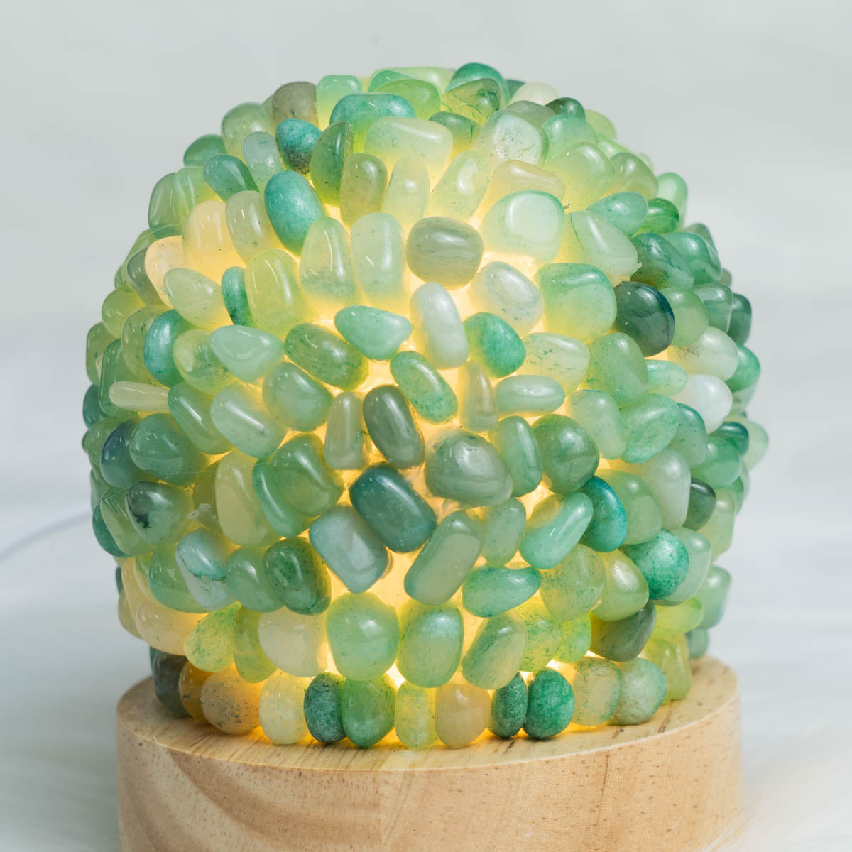 Green Aventurine Chips Round Lamp In Bulk