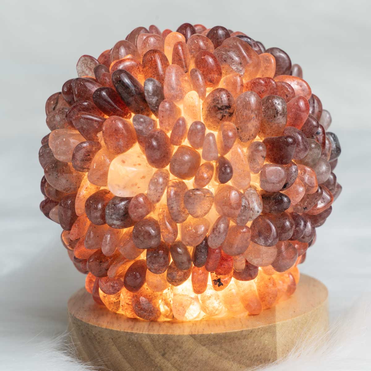 Carnelian Chips Round Lamp In Bulk