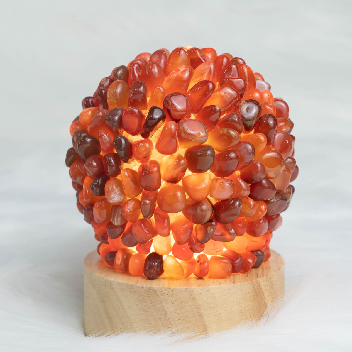 Carnelian Chips Round Lamp In Bulk