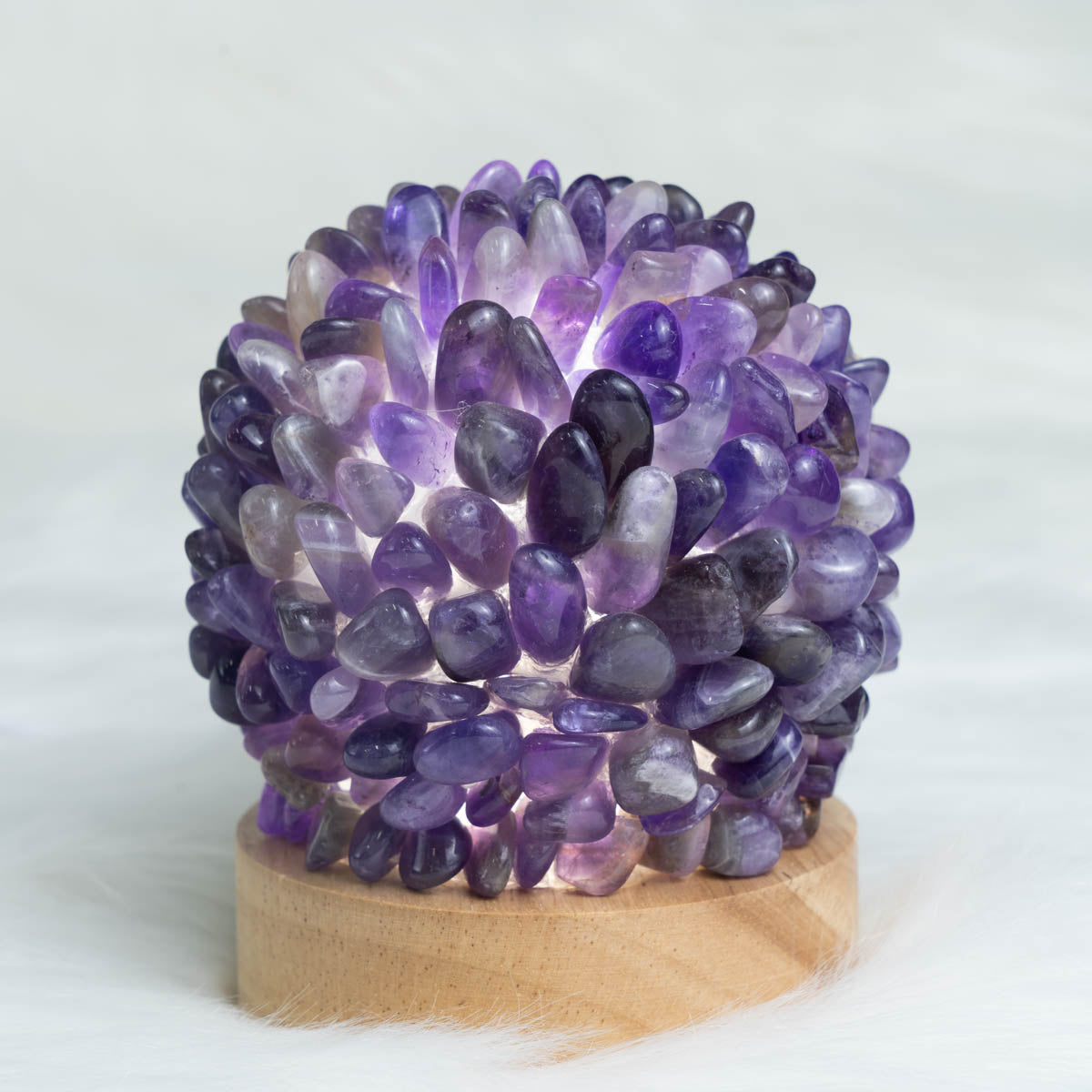 Amethyst Chips Round Lamp In Bulk