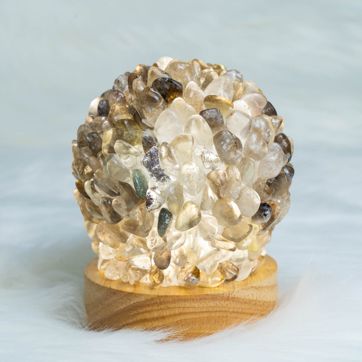 Smoky Quartz Chips Round Lamp In Bulk