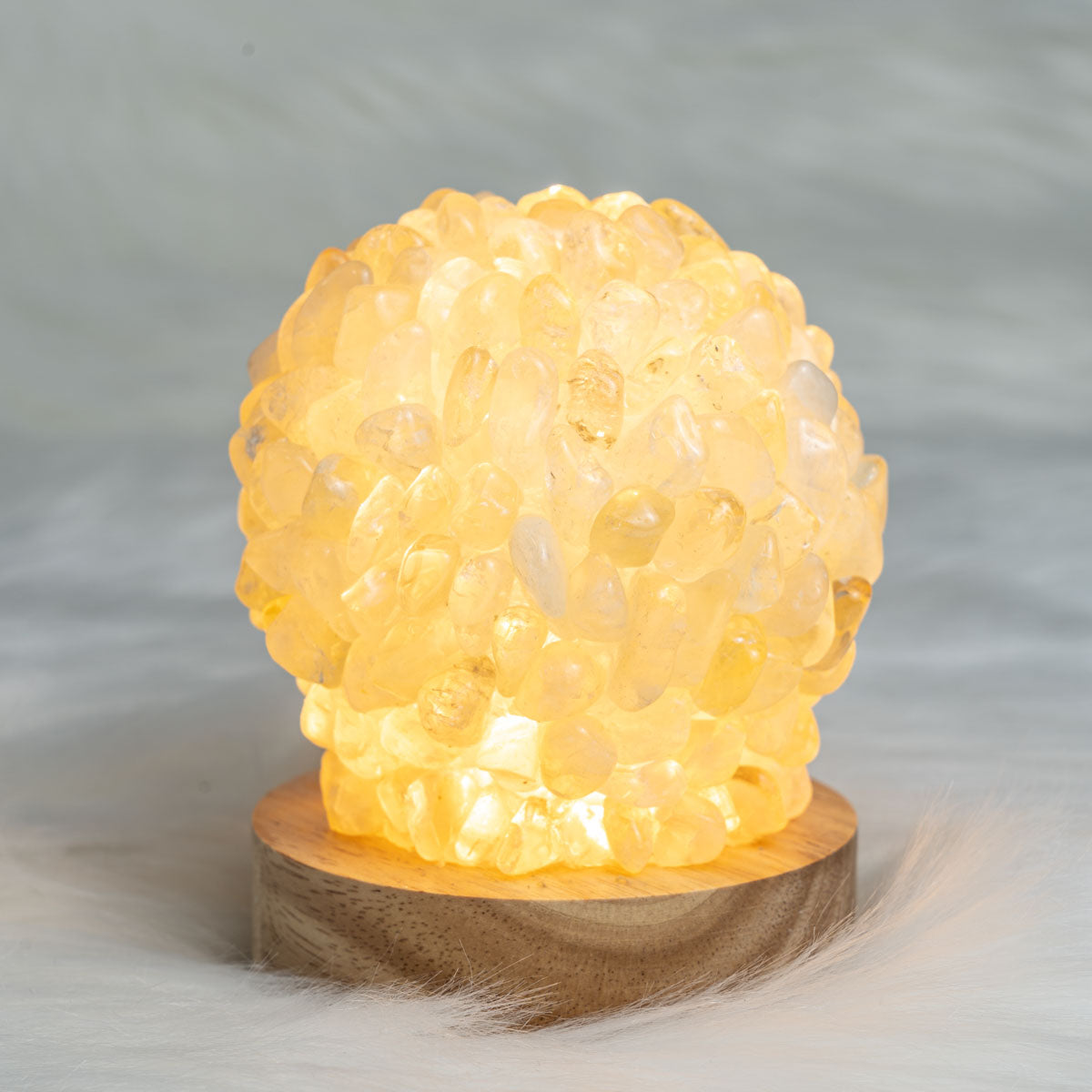 Citrine Chips Round Lamp In Bulk