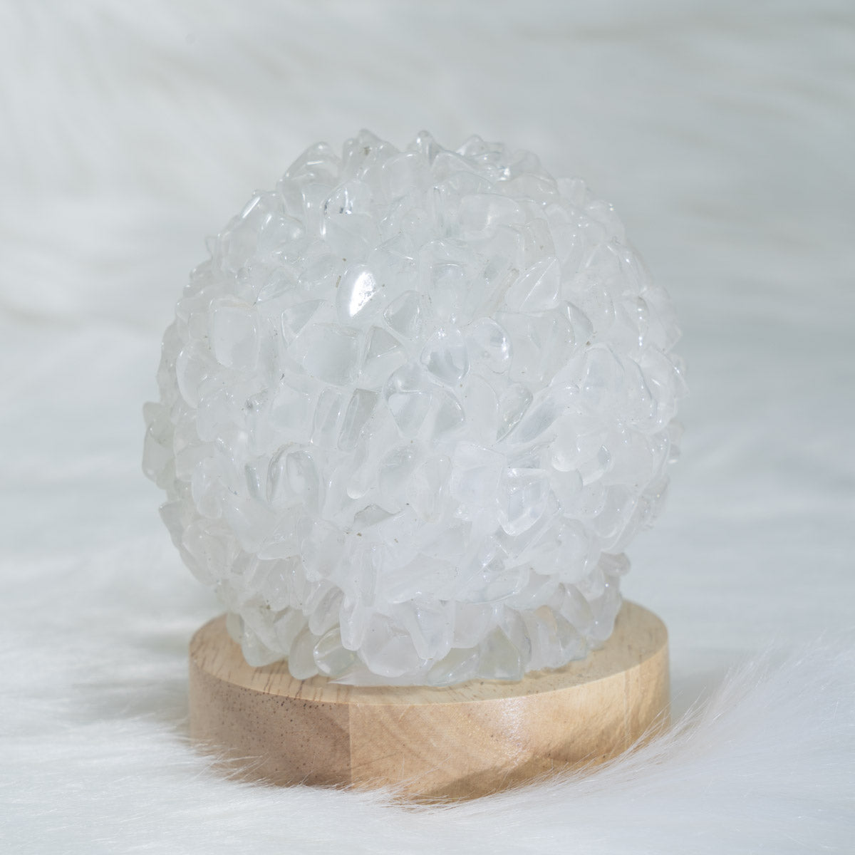 Clear Quartz Chips Round Lamp In Bulk