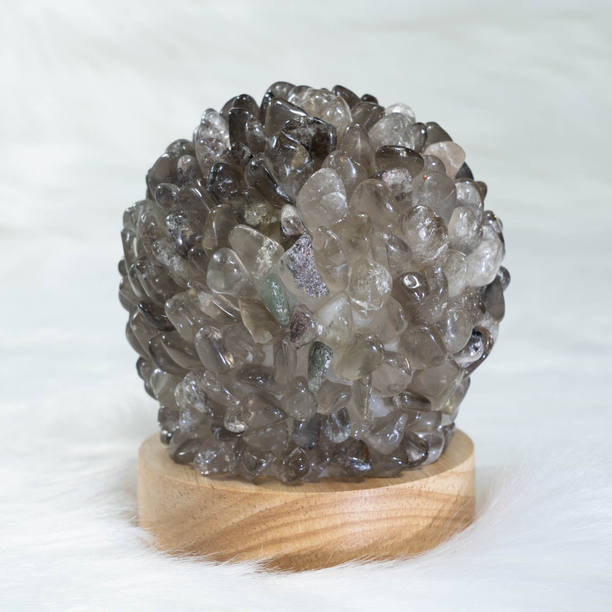 Smoky Quartz Chips Round Lamp In Bulk