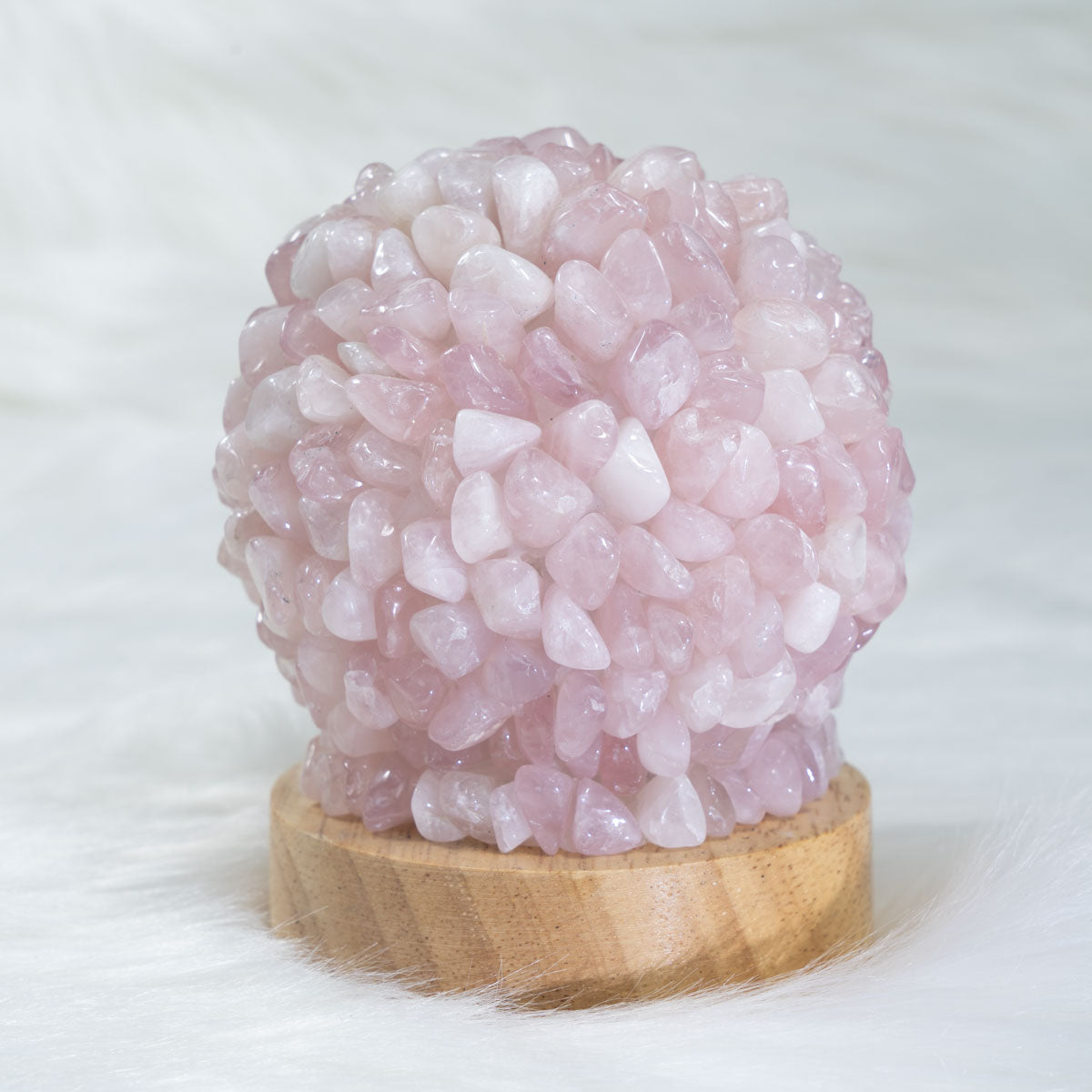 Rose Quartz Chips Round Lamp In Bulk
