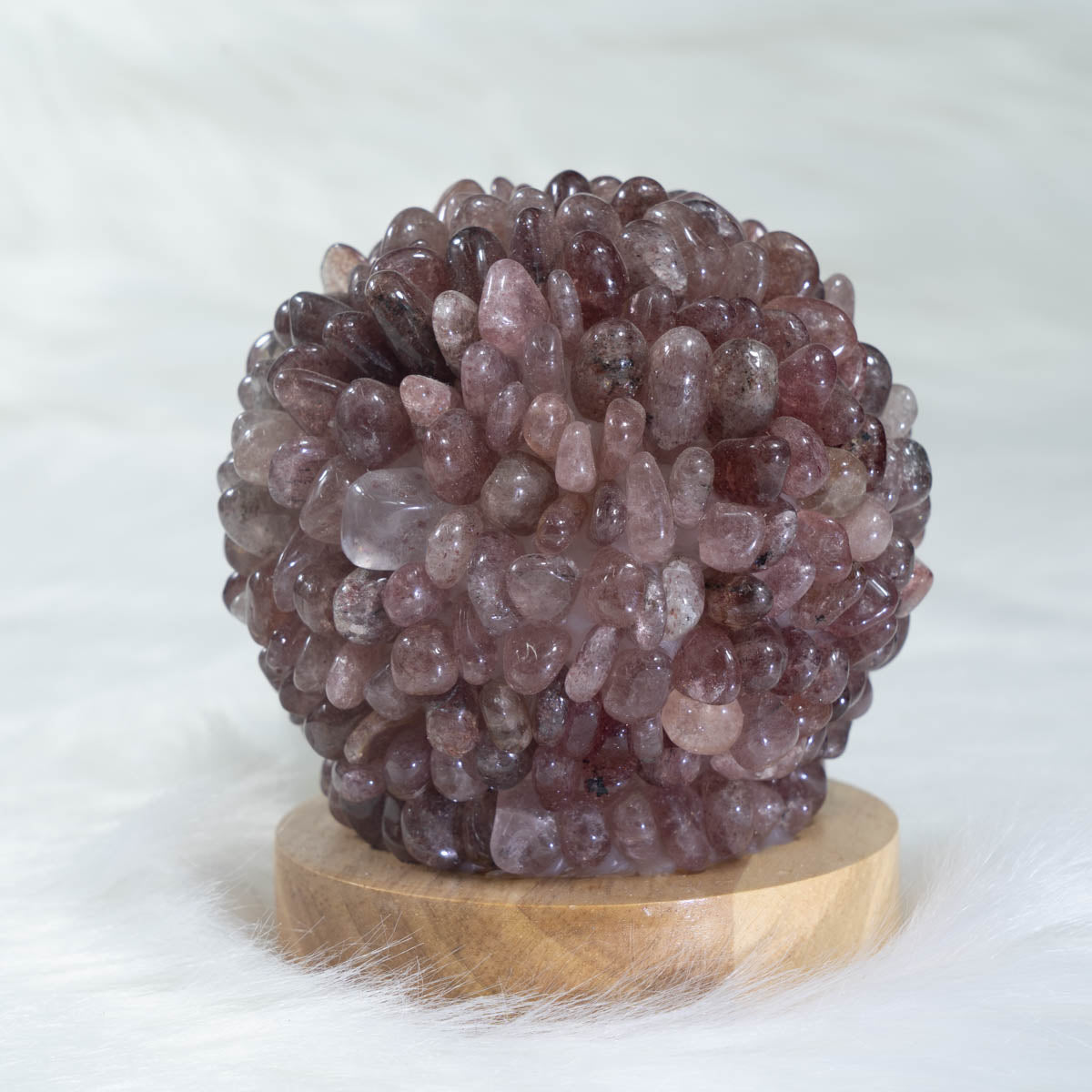 Strawberry Quartz Chips Round Lamp In Bulk