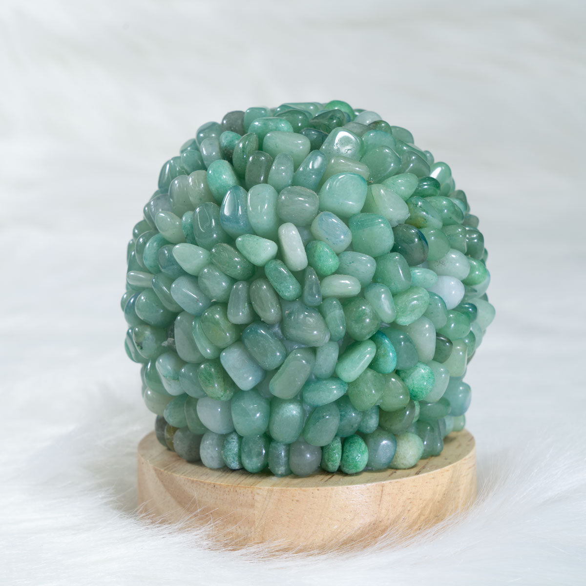Green Aventurine Chips Round Lamp In Bulk