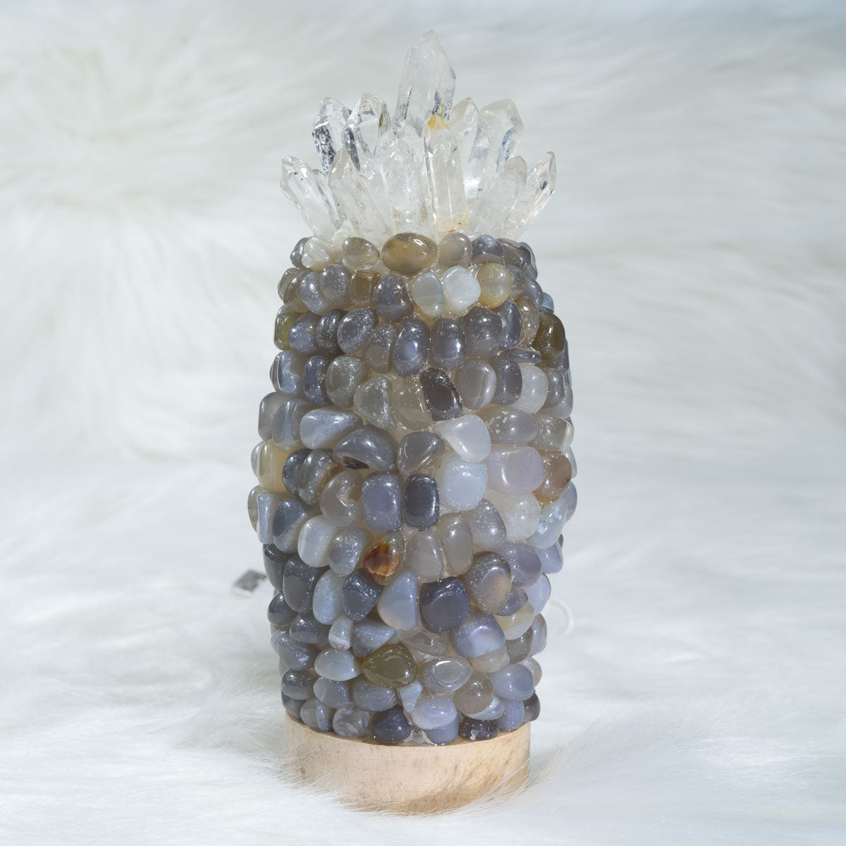 Grey Agate Chips Pineapple Lamp In Bulk