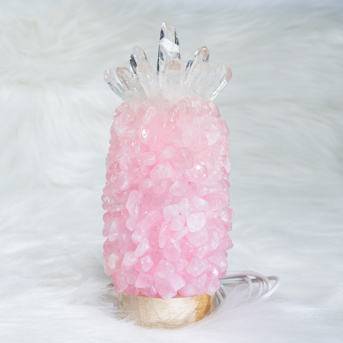 Rose Quartz Chips Pineapple Lamp In Bulk